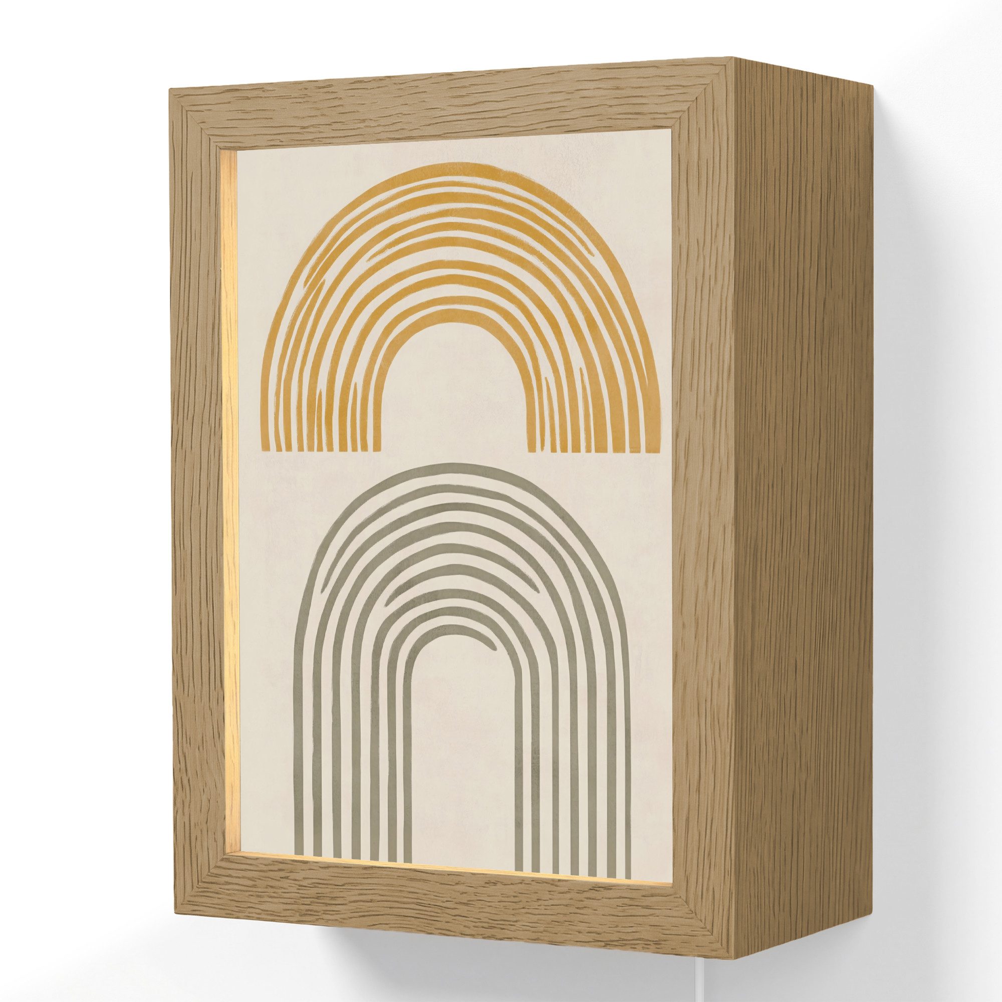 OnlyWow Wandleuchte Lightbox Bögen - Linien - Orange - Minimalistisch, Dimmbar, Farbwechsel, LED, Warmweiß, Kaltweiß, Neutralweiß Einstellbar, Wandlampe Innen, Dimmbar, mit Kabel, LED, Beleuchtung, Wohnzimmer