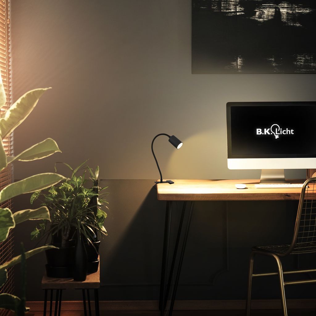 B.K.Licht Tischleuchte BKL1637, LED fest integriert, 3000K - Warmweiß, LED Schreibtischlampe 40 x 10 x 6,5 cm Schwarz 3,5W Leselampe Büro