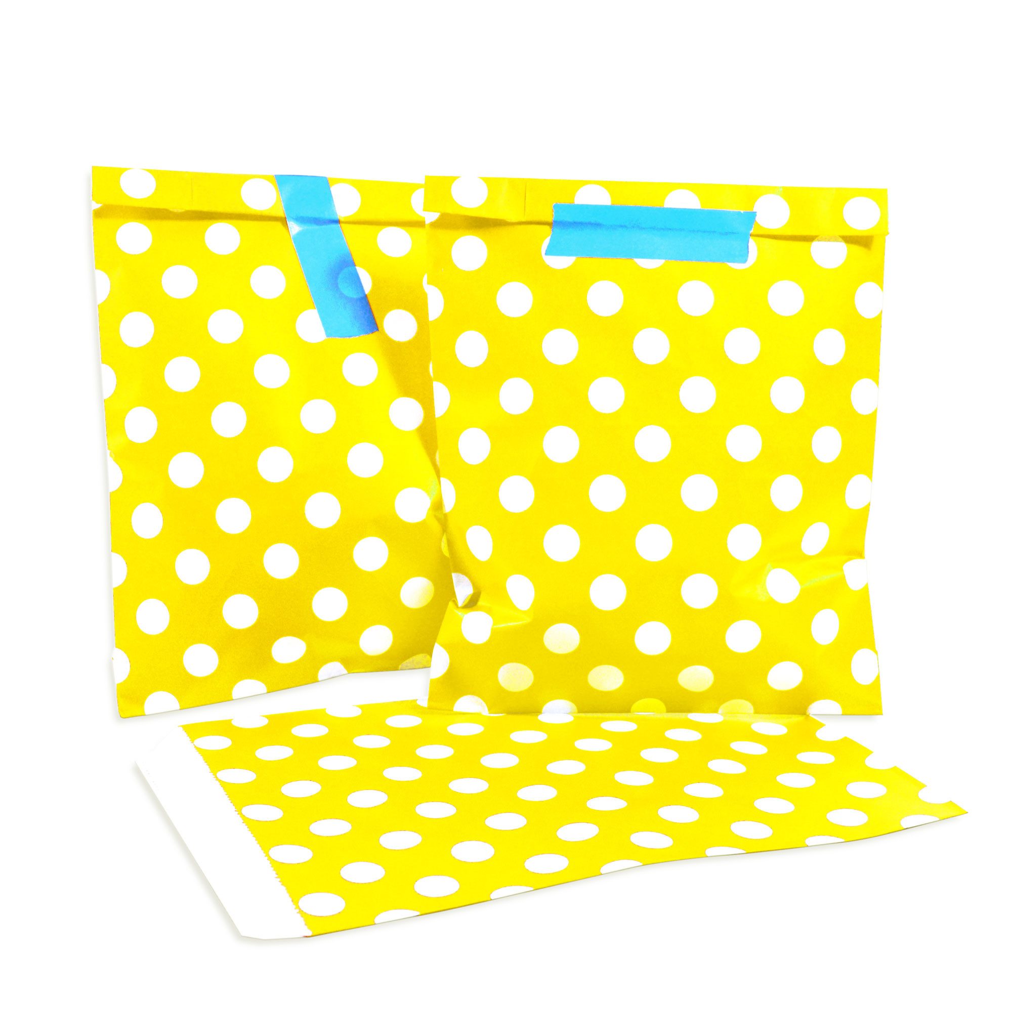 Frau WUNDERVoll Papierdekoration 50 Papiertüten - gelb mit weißen Punkten
