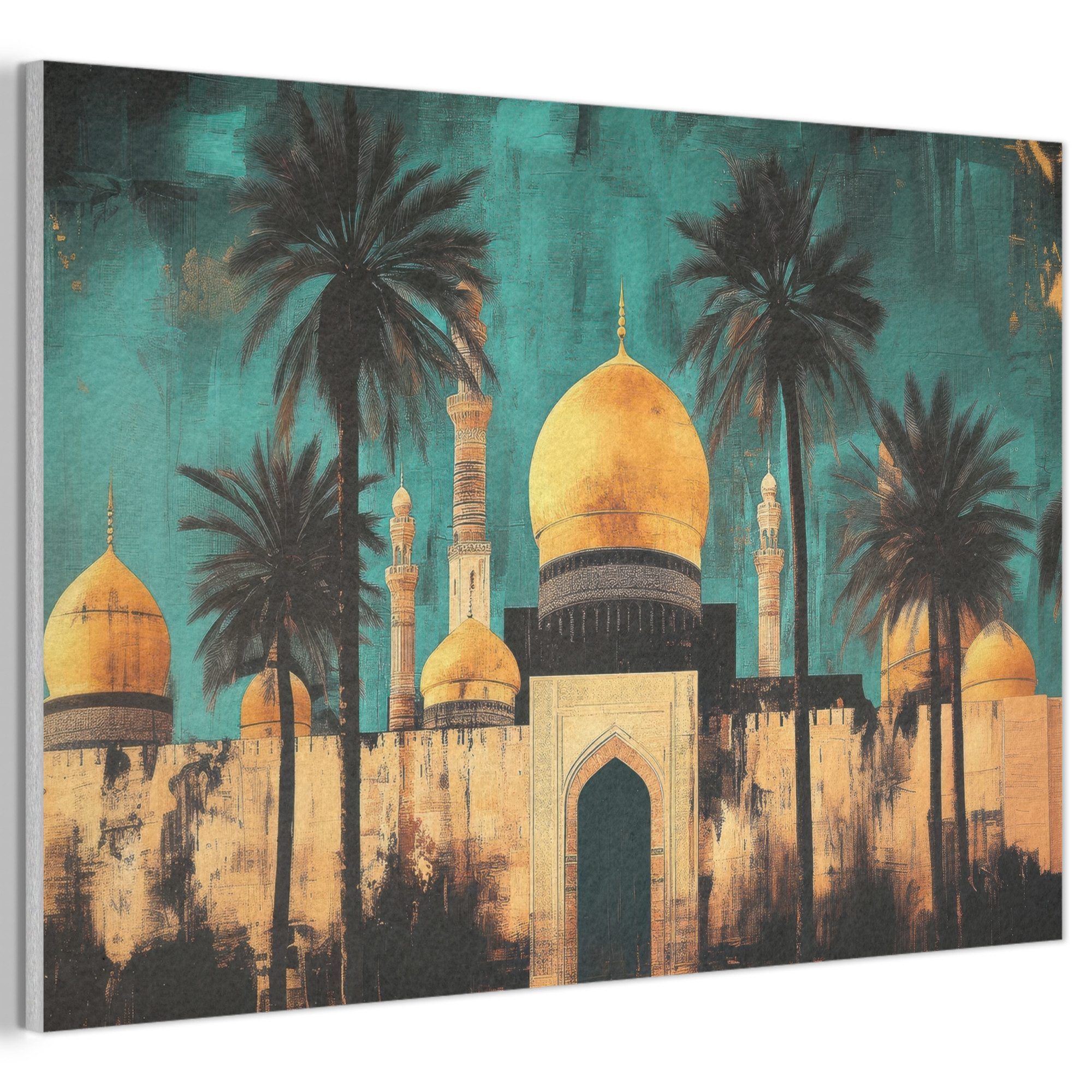 MuchoWow Gemälde Moschee - Gold - Arabisch - Islamisch, Fotodruck (1 St), Akustikbilder Schallabsorber, Wandpaneele, Akustikpaneele 60x40 cm