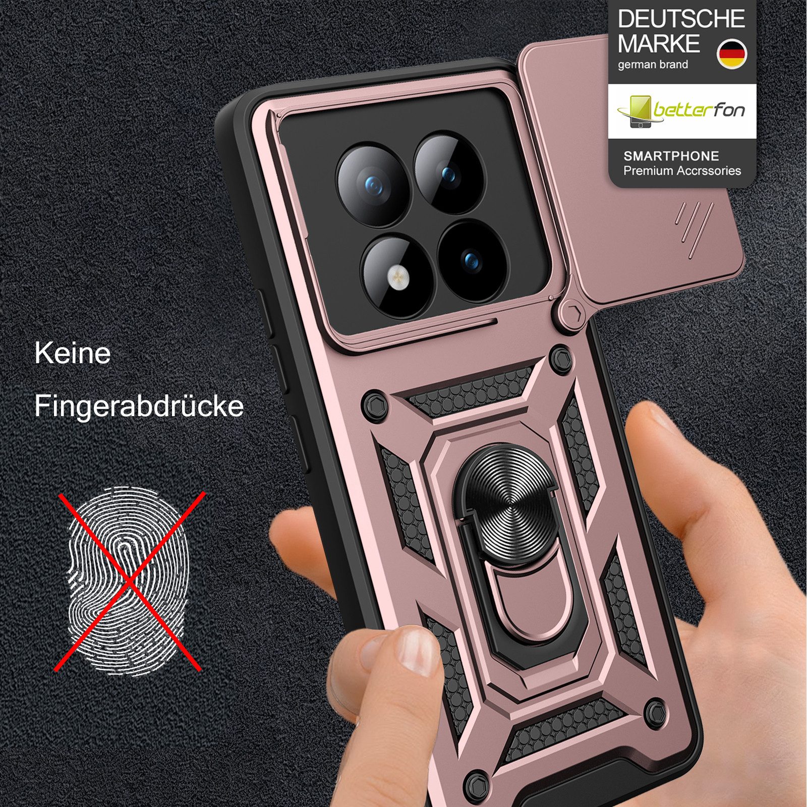 betterfon Handyhülle für Xiaomi Redmi Note 15 Pro 5G Hülle Schutzhülle mit Kameraschutz, Outdoorhülle mit Ringhalter, Silikonkern & präziser Passform – Bild 2 von 5