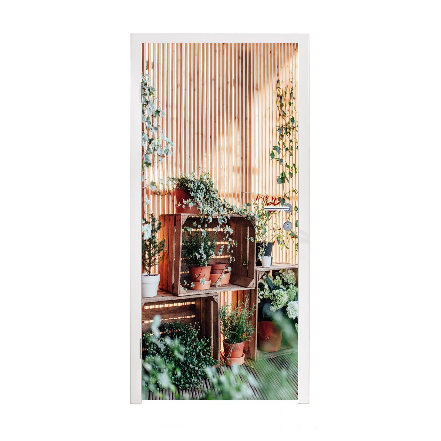 MuchoWow Türtapete Pflanzen in einem Schrank, Matt, bedruckt, (1 St), Fototapete für Tür, Türaufkleber, 75x205 cm