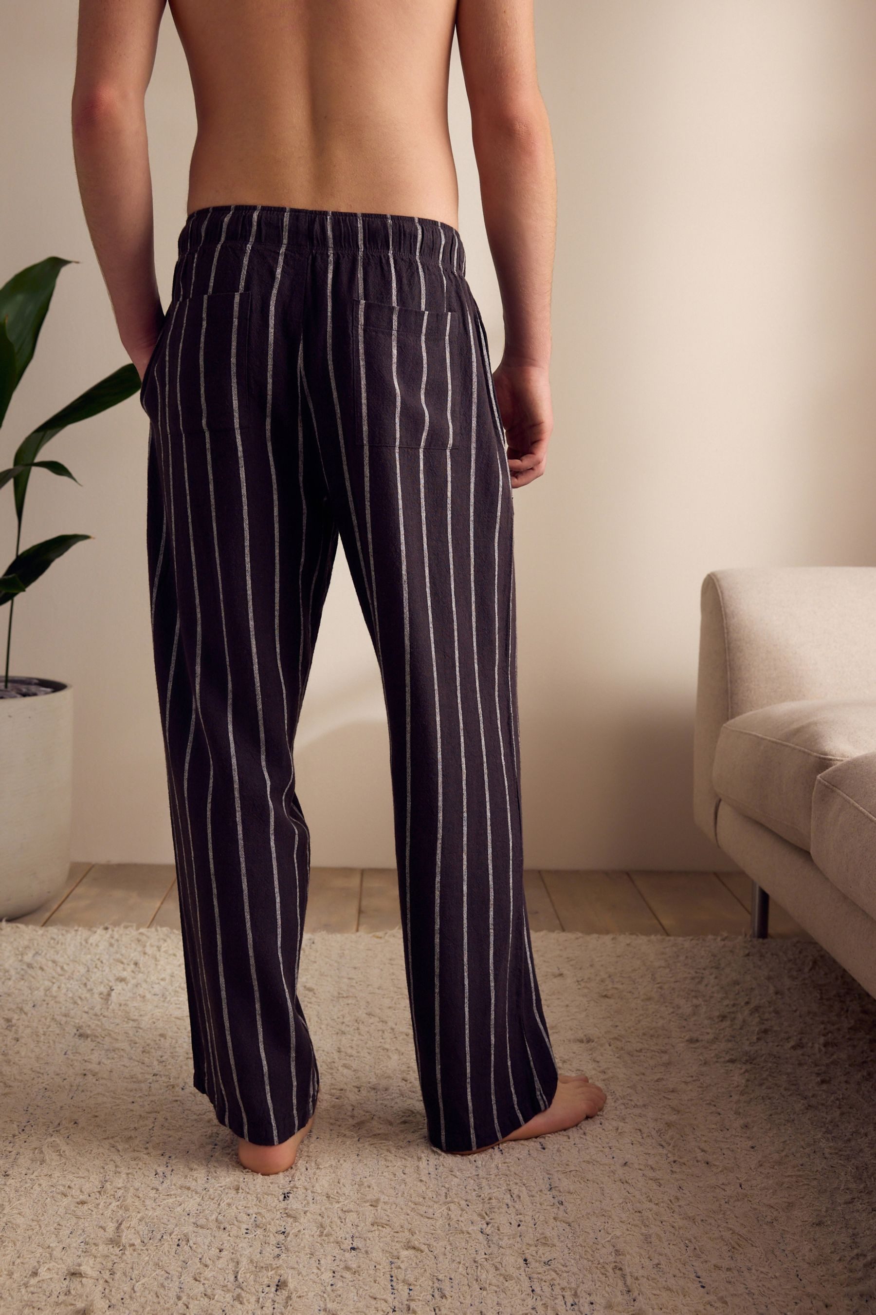 Next Pyjamahose Gestreifte Schlafanzughose aus Leinenmix-Gewebe günstig online kaufen