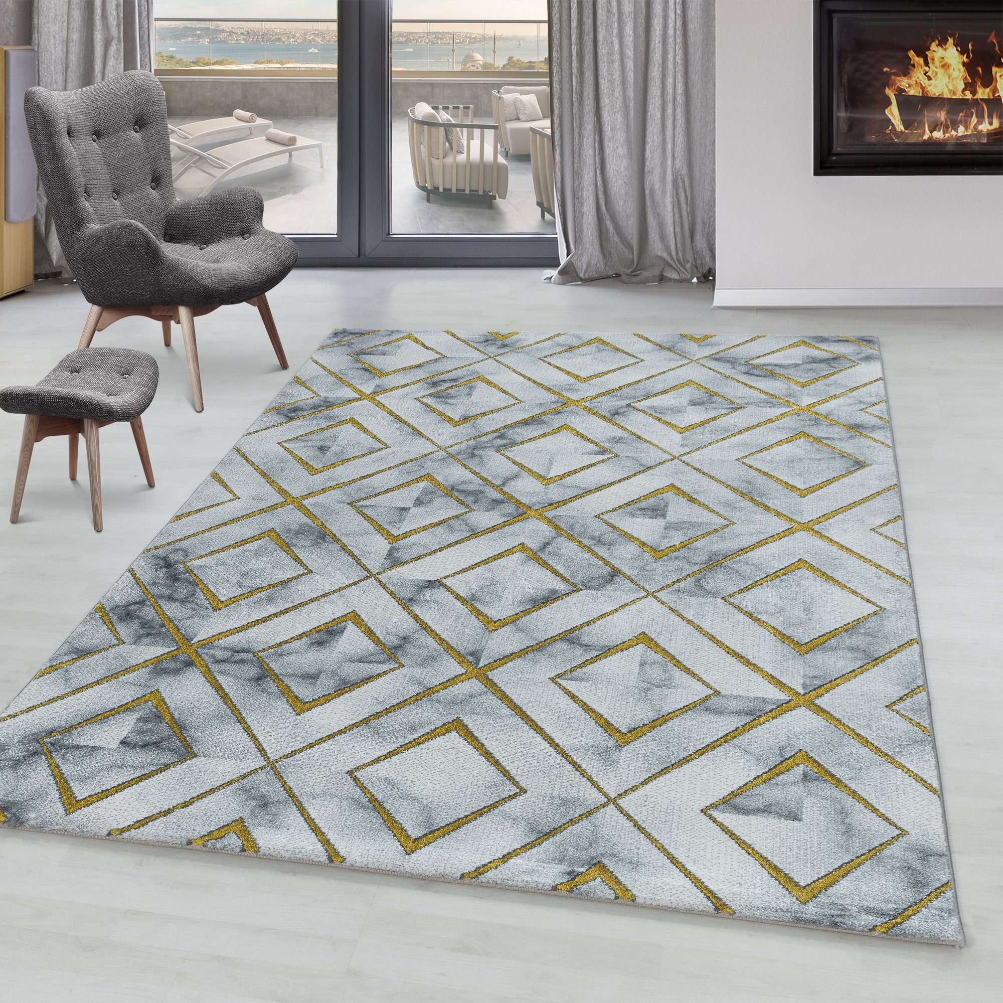 SIMPEX24 Designteppich Marmor Design, Rechteckig, Höhe: günstig online kaufen