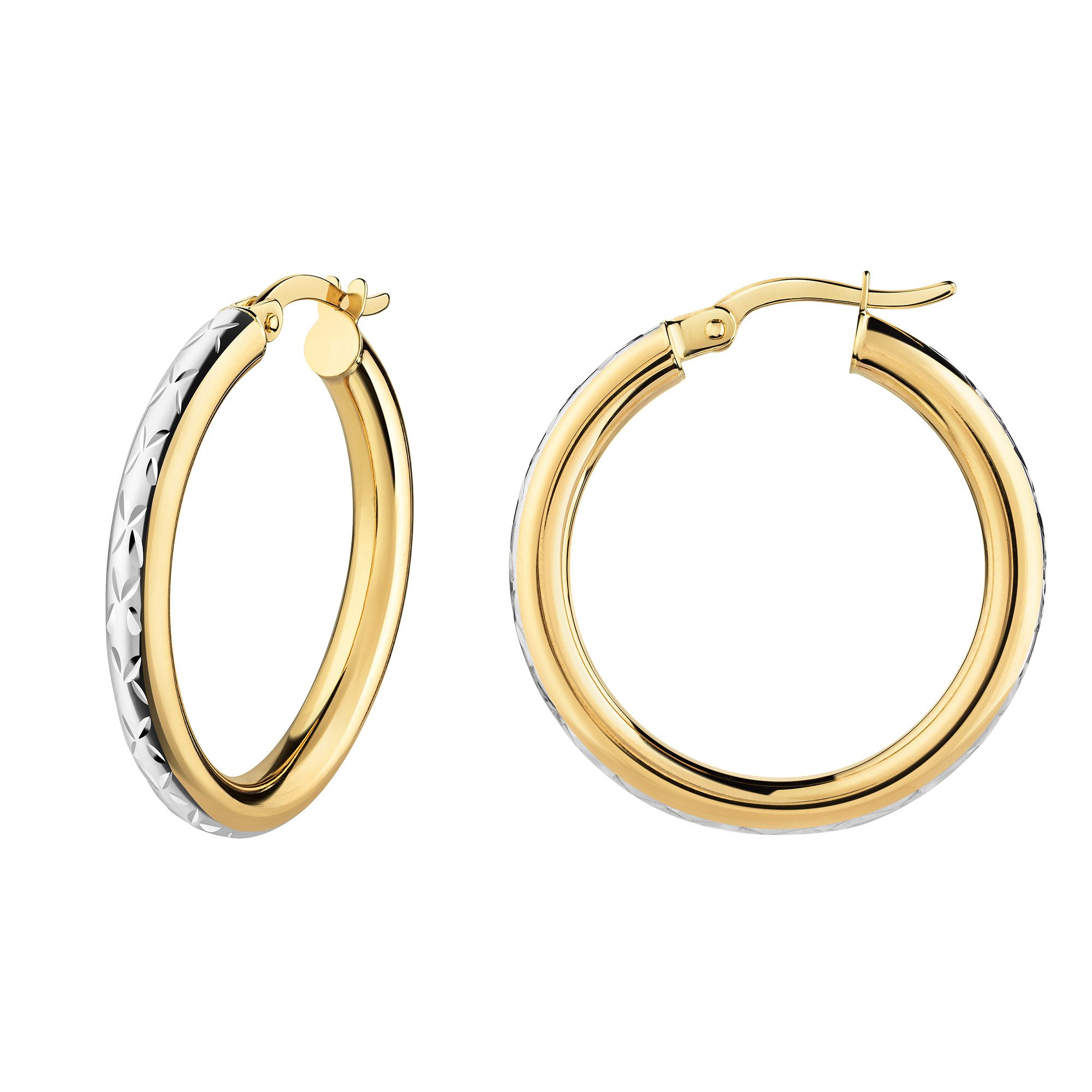 Fascination by Ellen K. Paar Creolen 585/- Gelbgold glanz bicolor diamantie günstig online kaufen