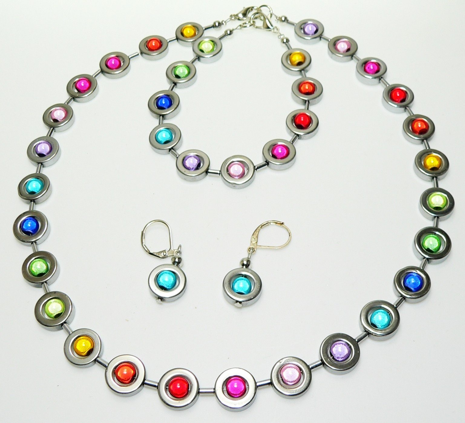 traumschmuck Schmuckset 486a 3er Schmuckset Hämatit Ring Silber glänzende 3D Zauber Perle (incl. Schmuckbox) – Bild 3 von 5