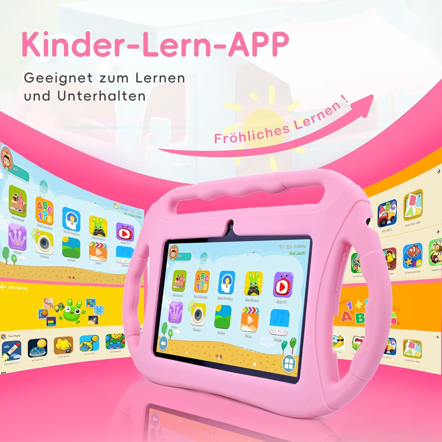 SpionProfi Lerntablet 7 Zoll Kinder Tablet Touchscreen Lernspiele Bluetooth Wifi PC, (1-tlg), Touchscreen Kinder Tablet mit Lernspiele & Kindersicherung