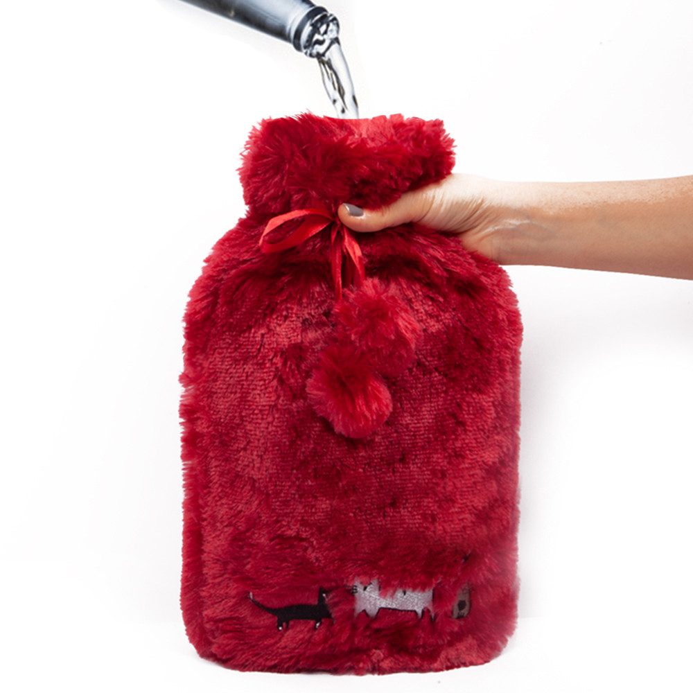 BIGGDESIGN Wärmflasche BiggDesign Katzen Wärmflasche – 2 l, Rot, weich & wärmend