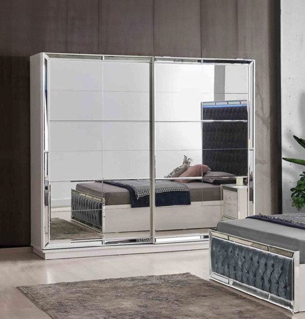 Schwebetürenschrank Weißer Kleiderschrank mit Spiegeltüren für das Schlafzimmer