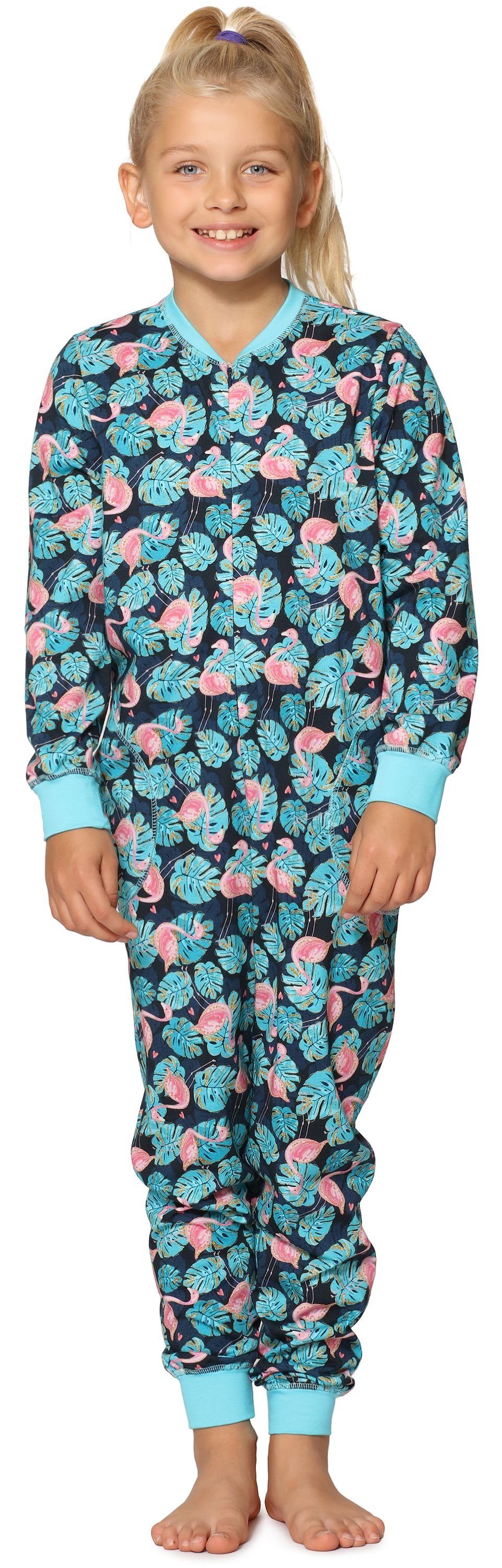 Mädchen Schlafanzug Türkis Style Merry Flamingos MS10-186 Jumpsuit Schlafanzug