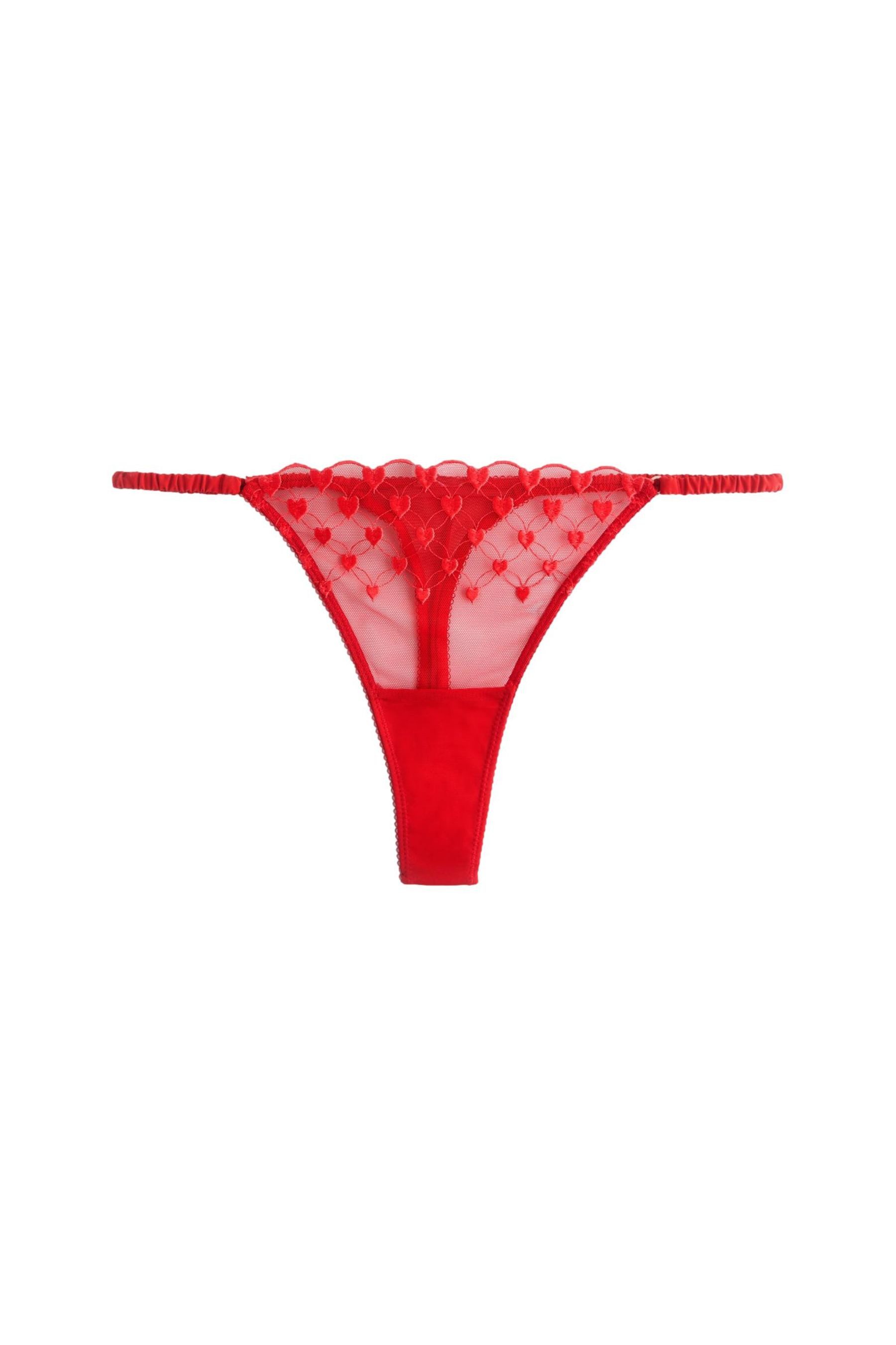 String Premium-Tanga mit Herzstickerei