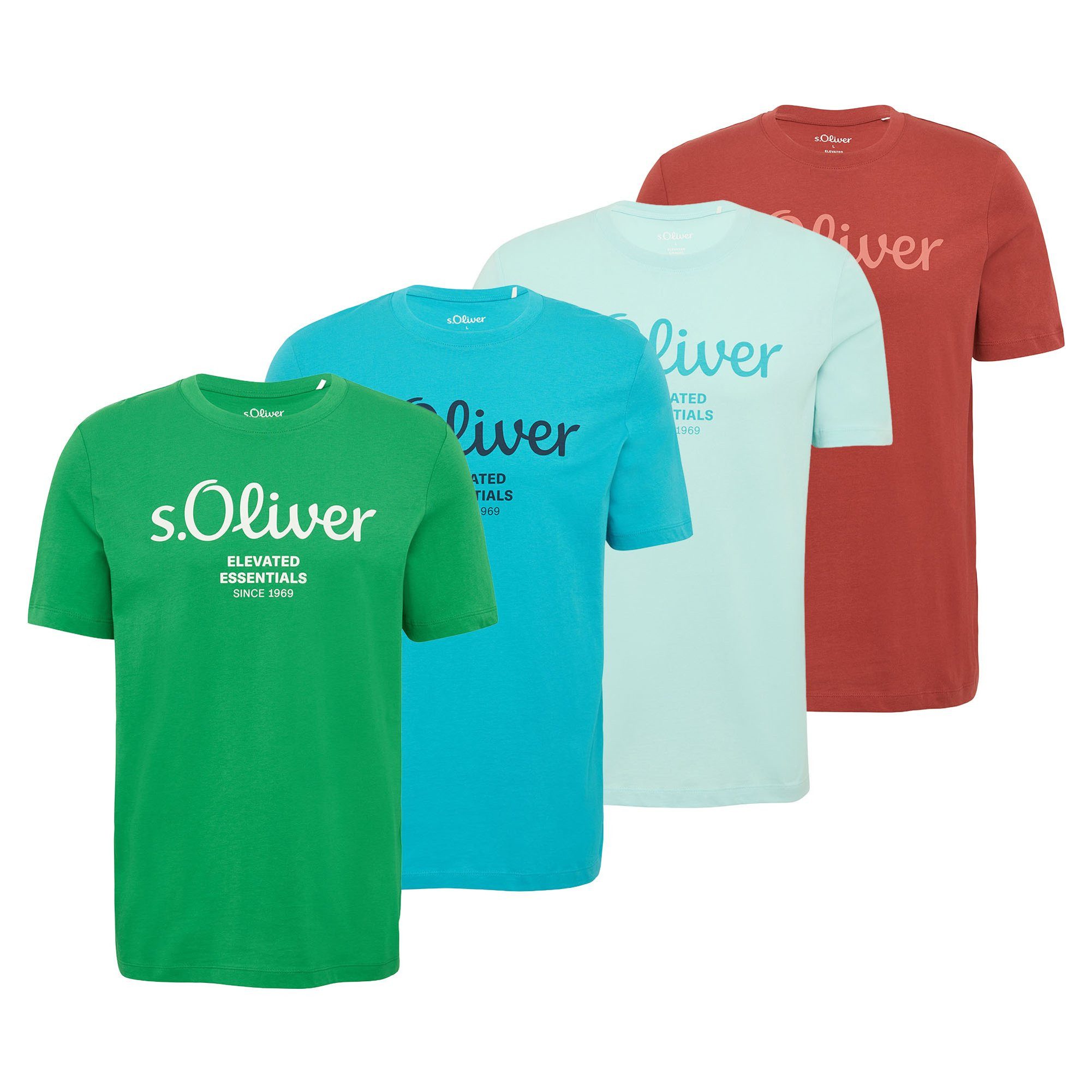 s.Oliver T-Shirt Herren T-Shirt 4er Pack Baumwolle Logo T-Shirt (Packung, 4 günstig online kaufen