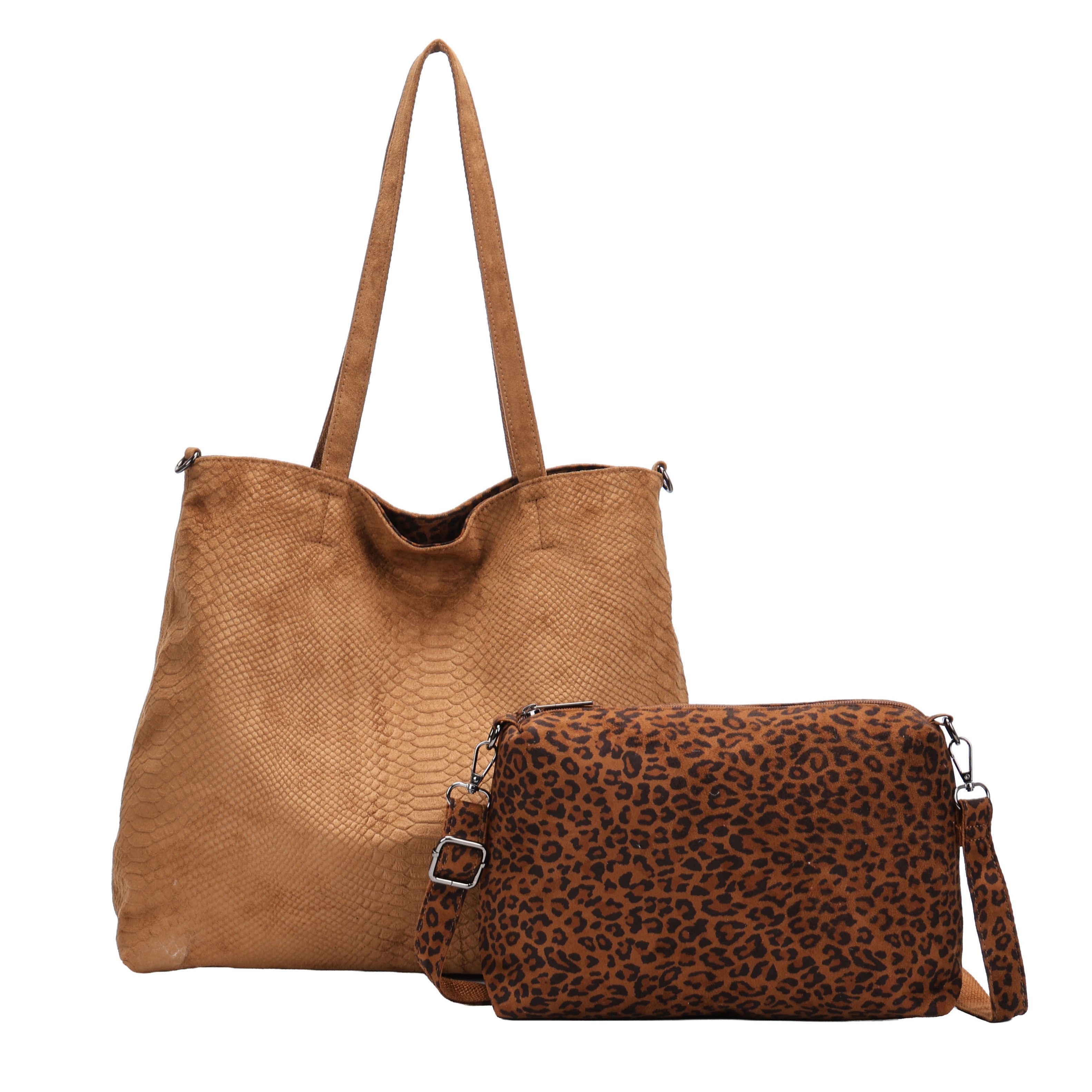 MIRROSI Shopper Damen Handtasche aus Kunstleder, mit Leo-Innentasche (Neue Kollektion Herbst/Winter 2026), große Henkeltasche, ca. 46x13x36 cm
