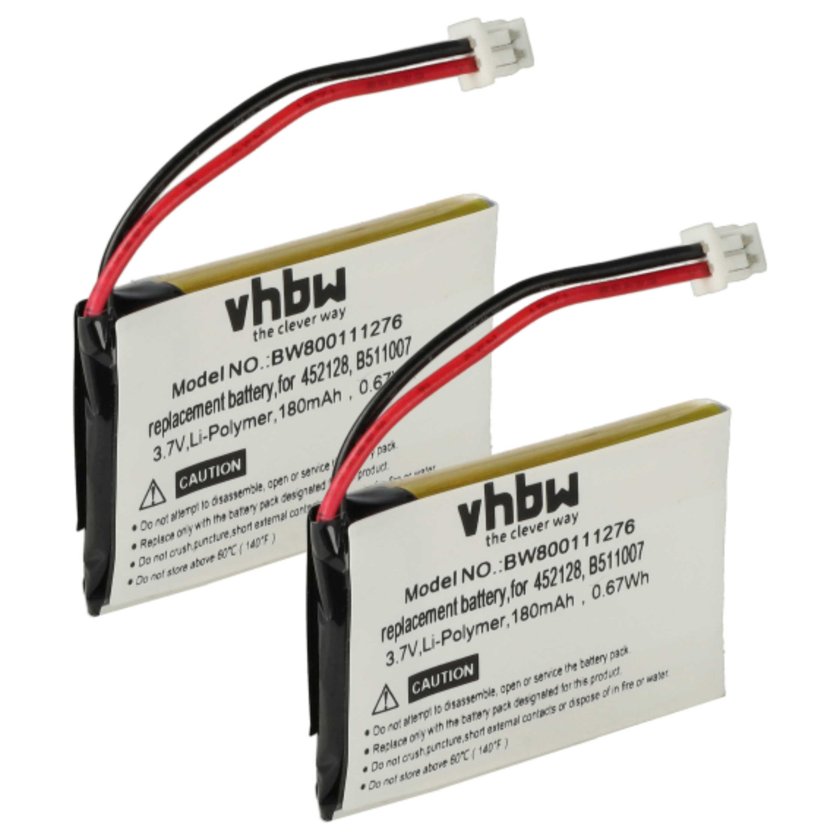 Akku Ersatz für 452128, B511007 für Kopfhörer (180 mAh, 3,7 V, Akku
