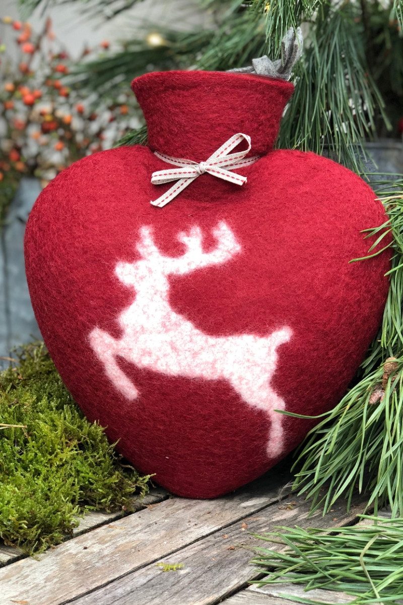 Dorothee Lehnen Wärmflasche Wärmflasche - HIRSCH - grau melange, rot