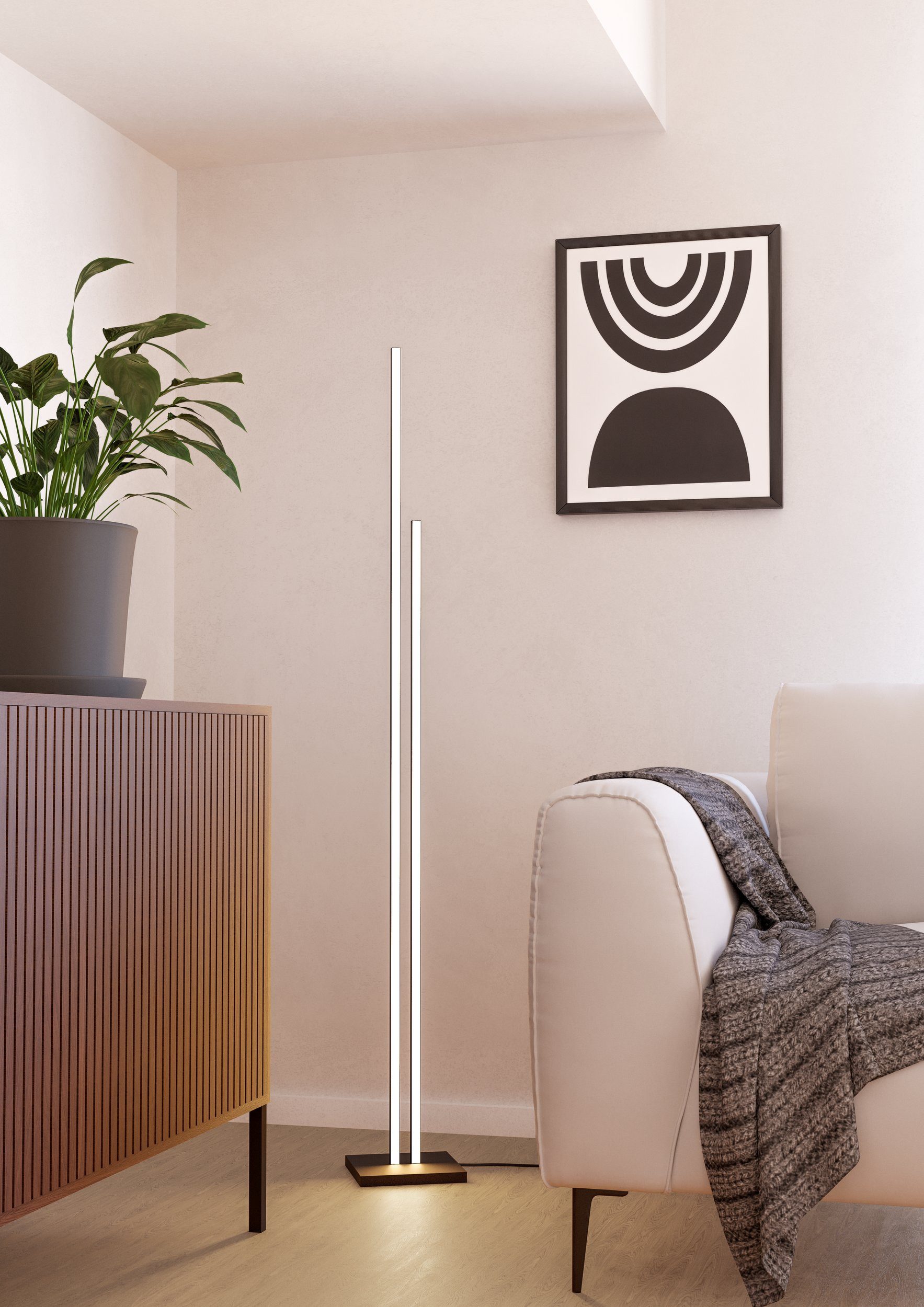 EGLO LED Stehlampe Cannigiona, Leuchtmittel inklusive, Stehleuchte, Standleuchte, in schwarz und weiß, Fußtrittschalter