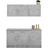 Front und Korpus: betonfarben, Arbeitsplatte: Canvas Grau
