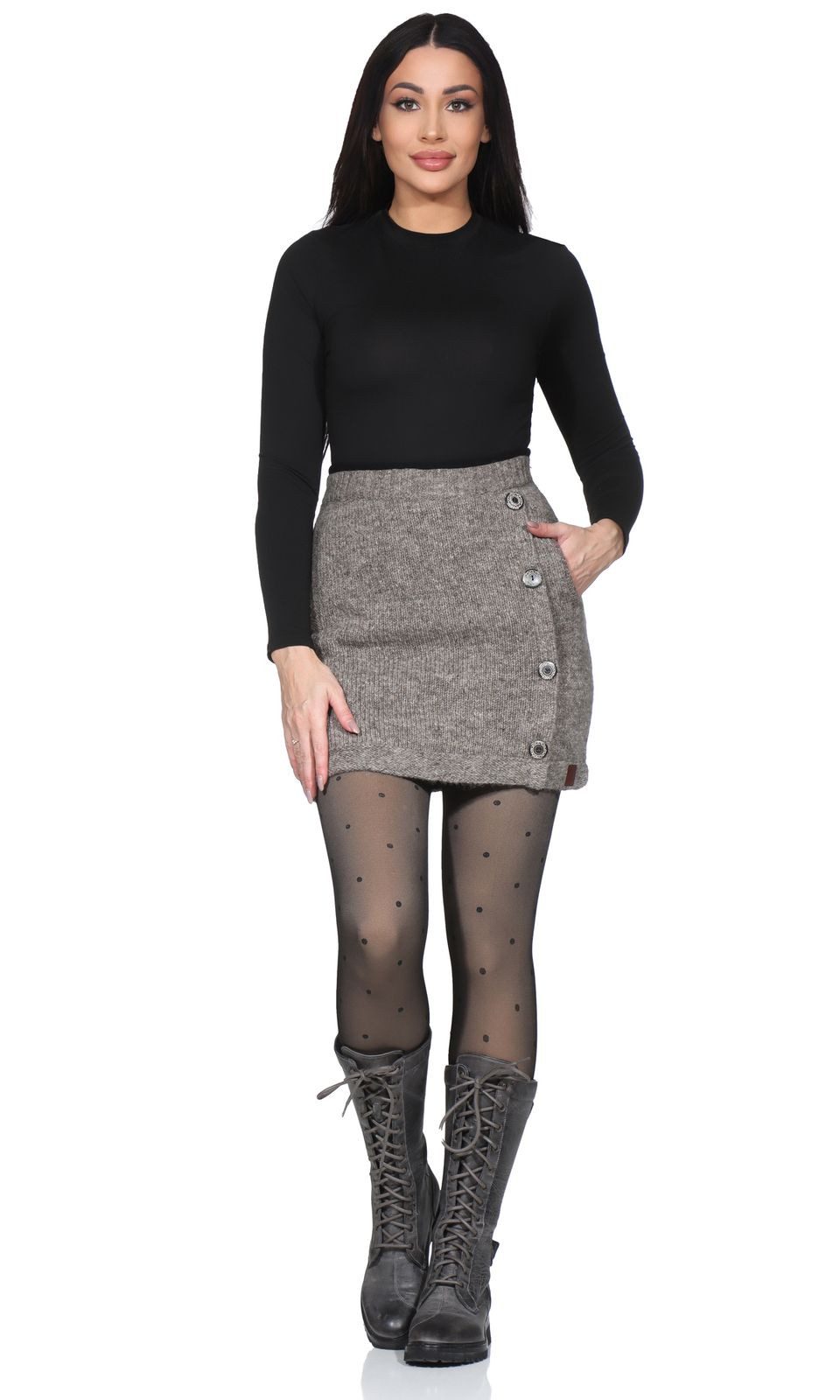 KUNST UND MAGIE Strickrock Strickrock kurzer Rock mit klassischem Muster Wo günstig online kaufen