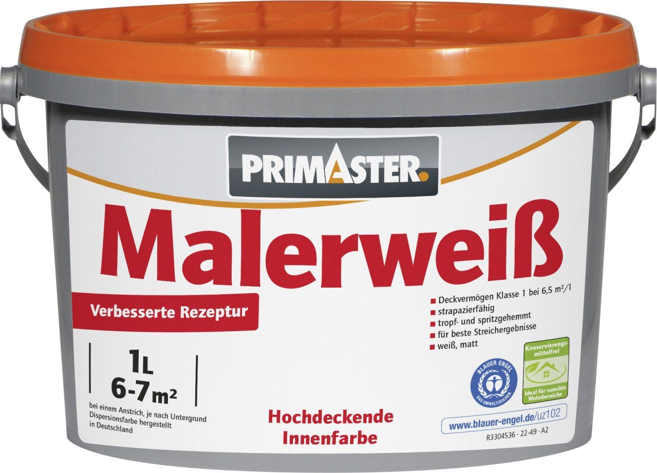 Wandfarbe Primaster Malerweiß konservierungsmittelfrei 1 L