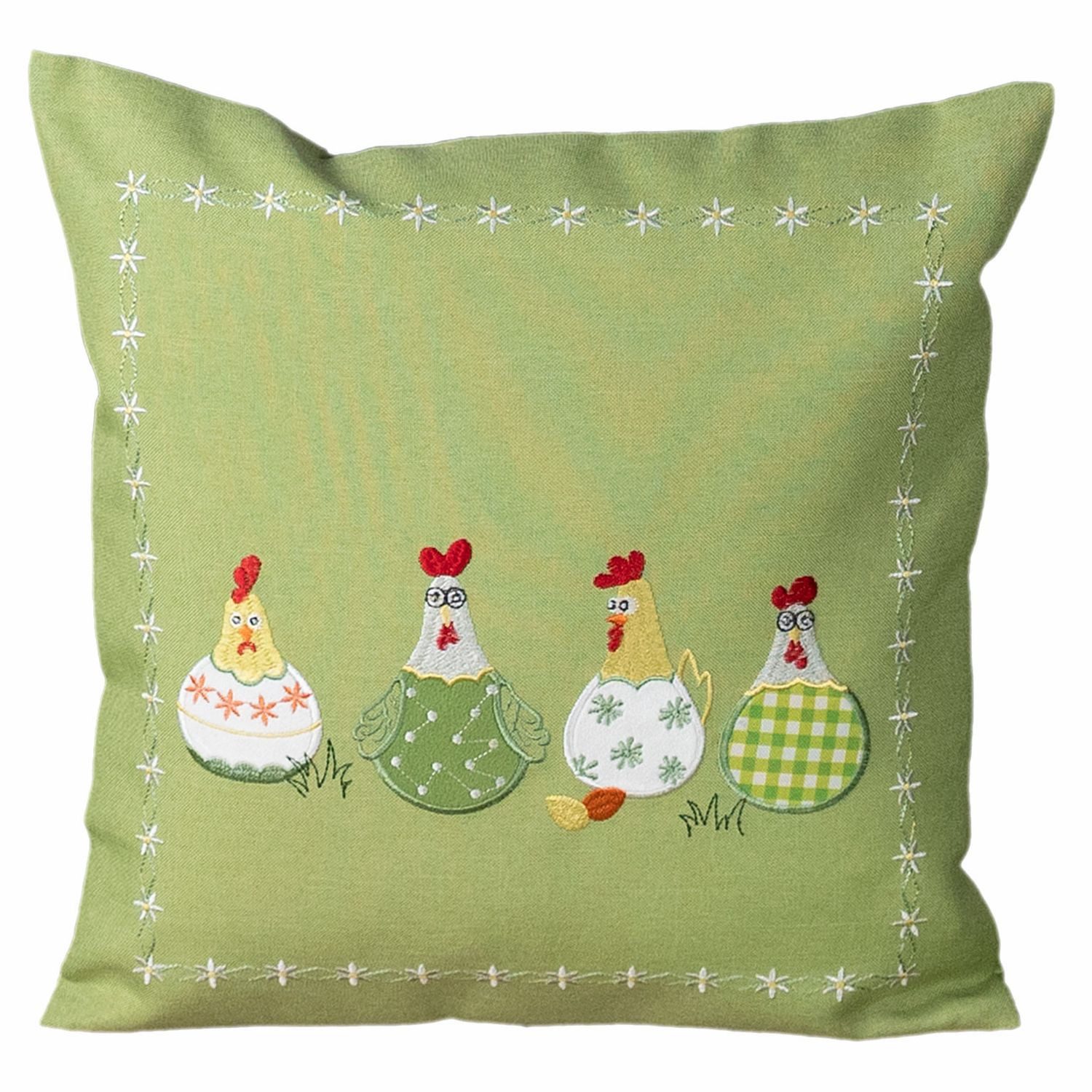 texpot Kissenhülle Dekokissen Stickerei verrückte Hühner Frühjahr Ostern, ( günstig online kaufen