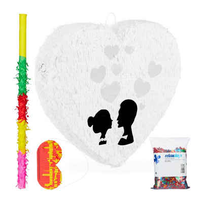 relaxdays Pinata 4-tlg. Pinata Set Hochzeit