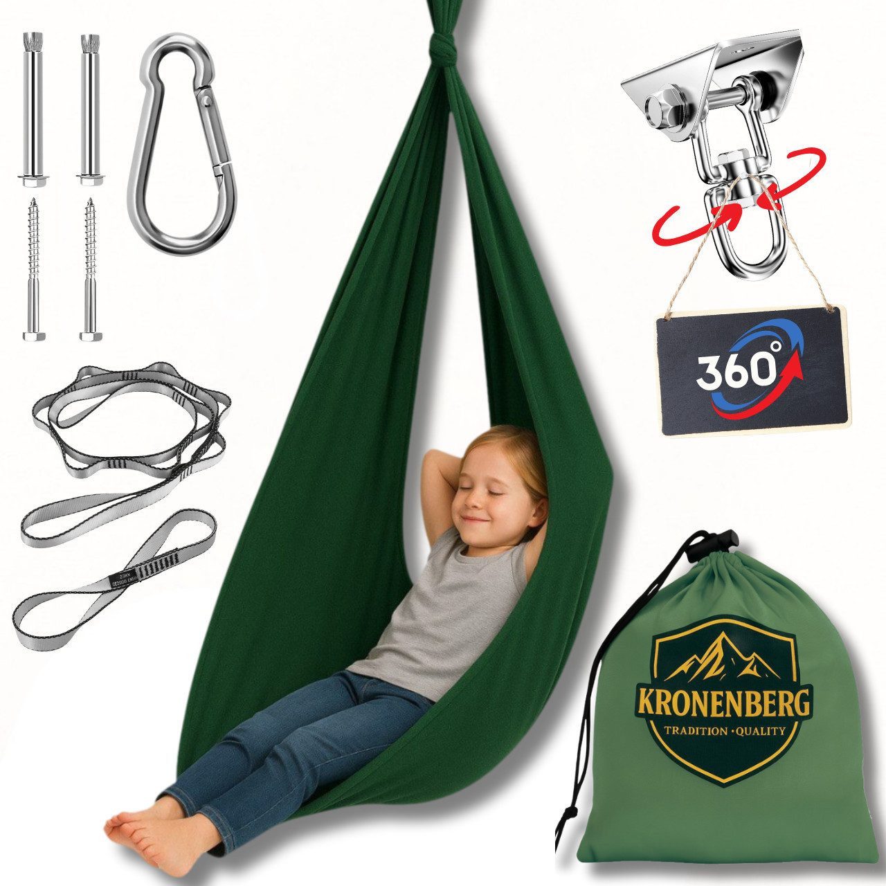 Diyarts Tuchschaukel Ganzkörpersocke (Sensorische Therapieschaukel aus elastischem Nylon), Hängeschaukel, höhenverstellbar, 360° drehbar, für drinnen & draußen