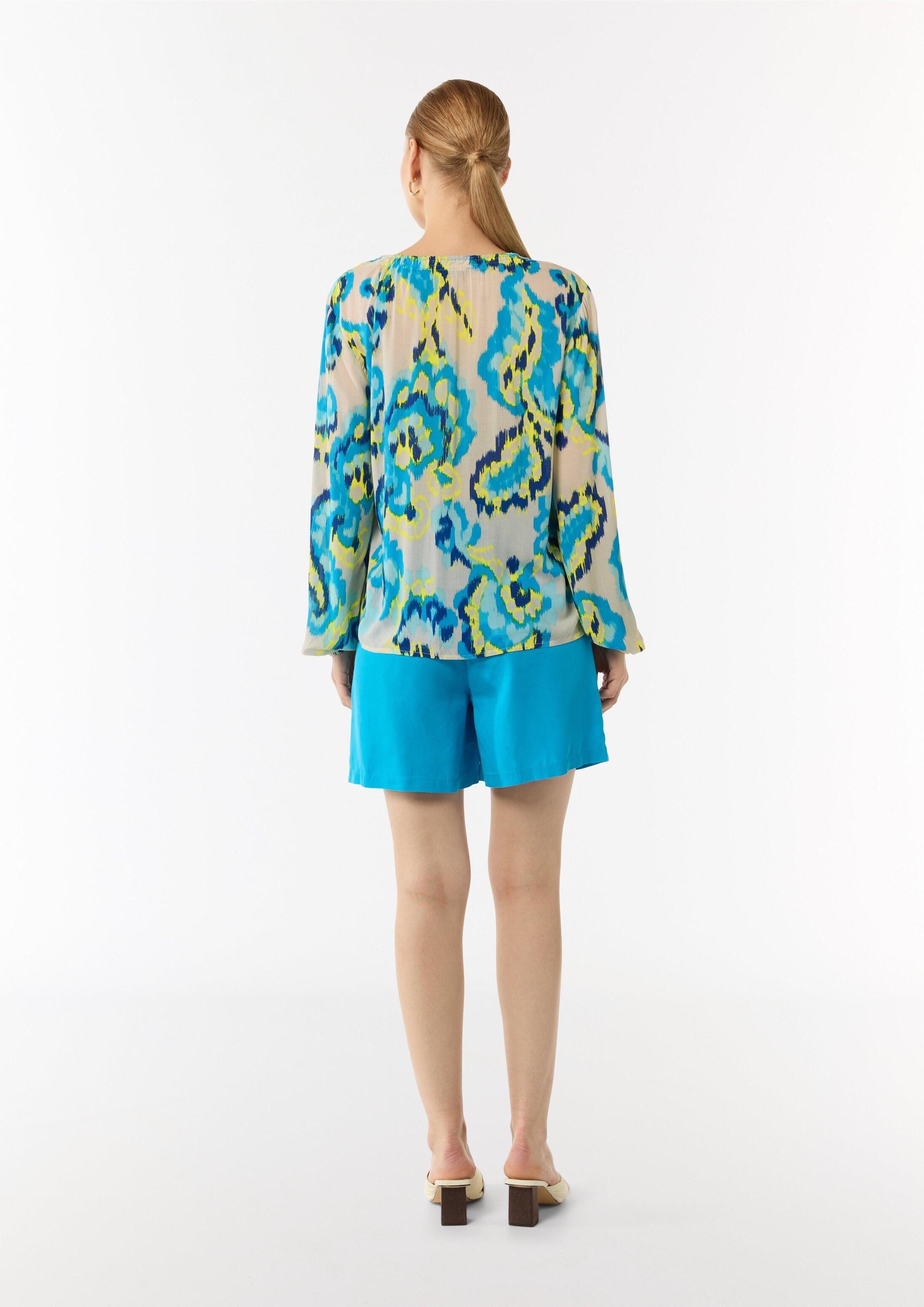 comma Langarmbluse Bluse Luftige Viskosebluse mit All-over-Print im Relaxed Fit