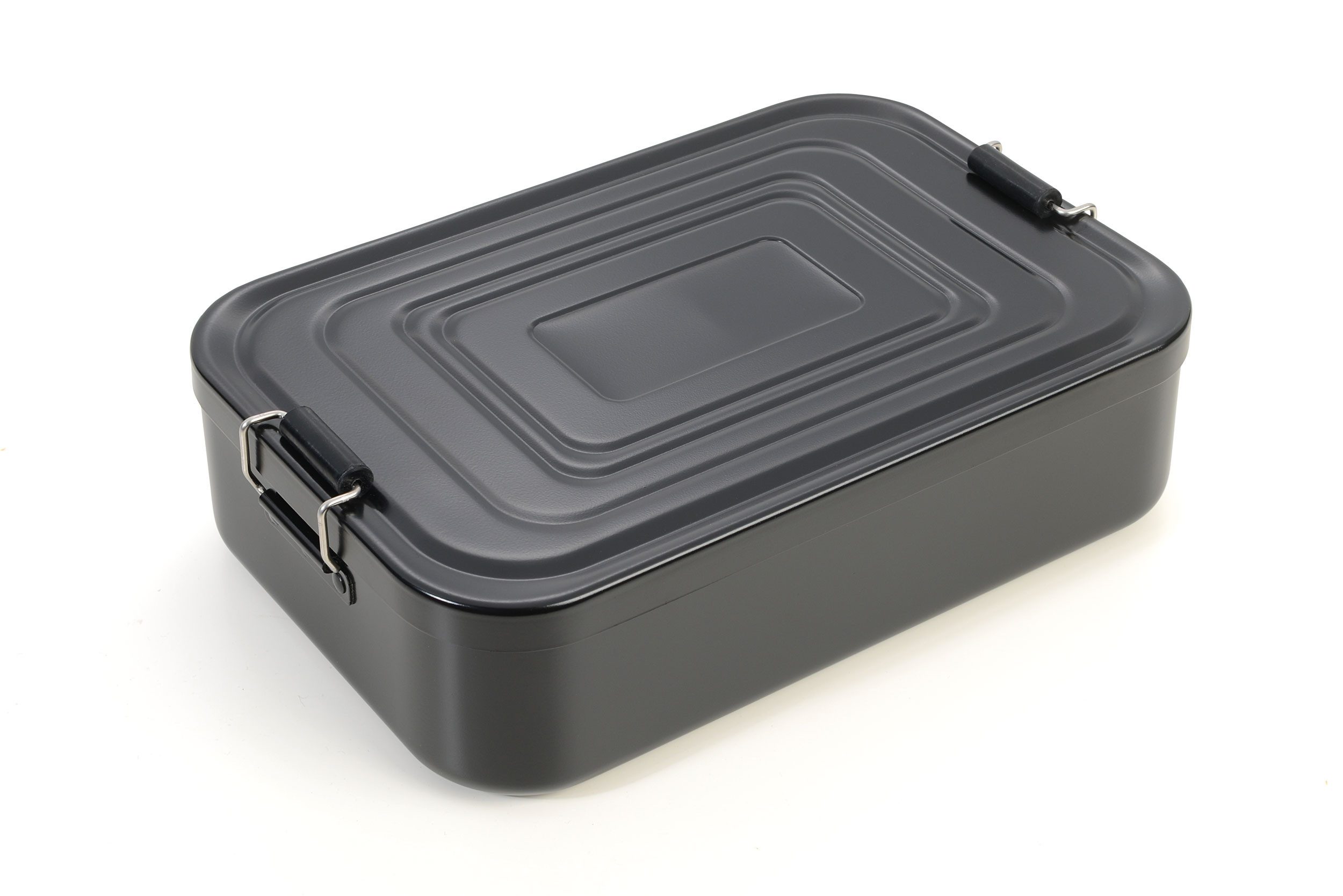 TROIKA Lunchbox BLACK BOX mit Bügelverschluss – schwarze Brotdose aus Aluminium, Aluminium, spülmaschinengeeignet, robust für Alltag, Schule und Outdoor, rostfrei