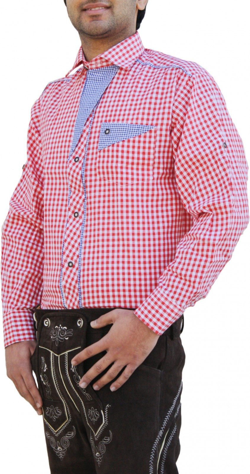 German Wear Trachtenhemd GW1241 Red Bayerisches Karo Trachtenhemd für Trach günstig online kaufen