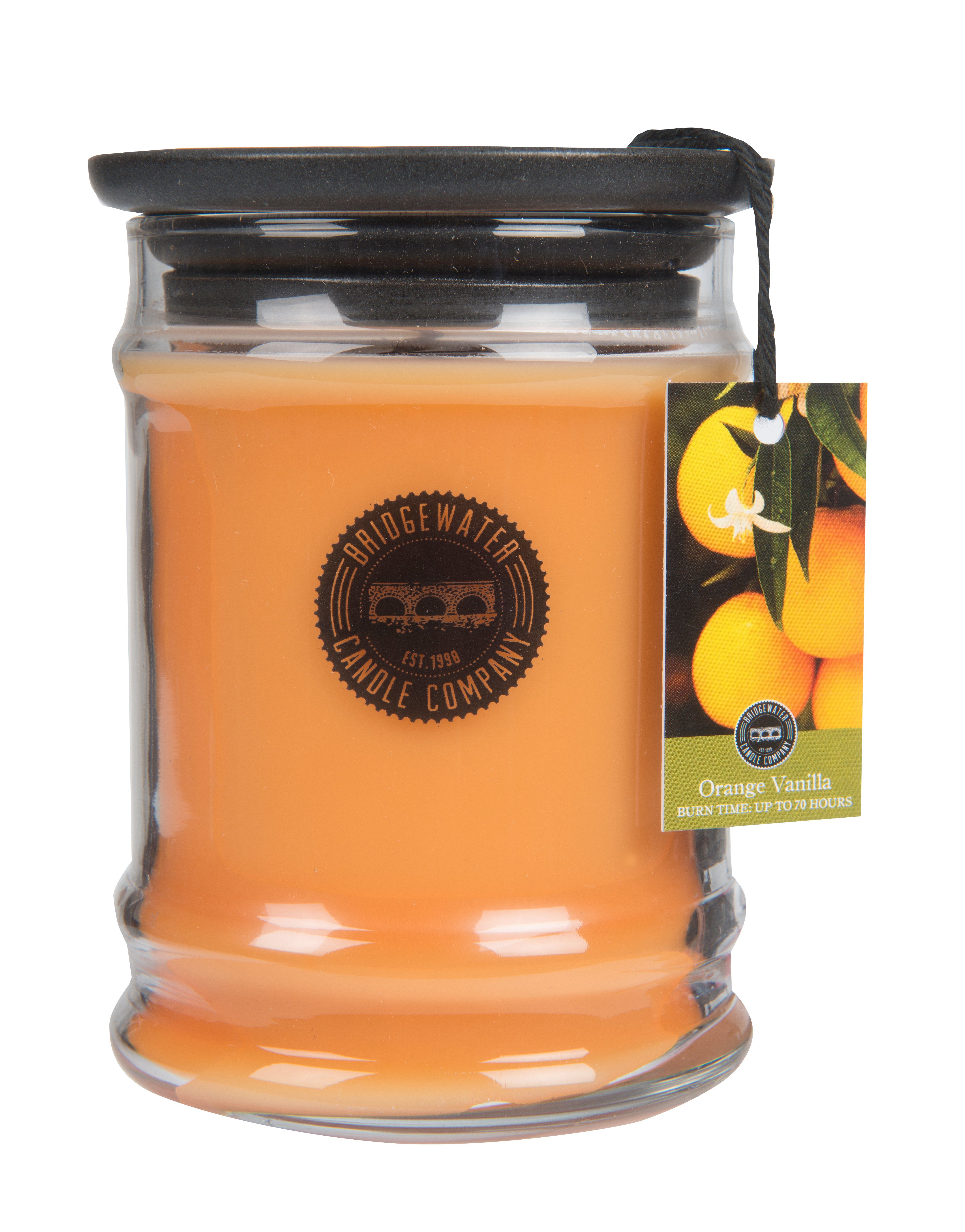 Bridgewater Candle Company Duftkerze - Duftkerze im Glas - Orange Vanilla klein - 250g /70 Std. Brenndauer (Raumduft, Soja-Wachs Mischung mit Baumwolldocht), eleganter Raumduft mit einer Duftnote aus frischer orange und Vanille