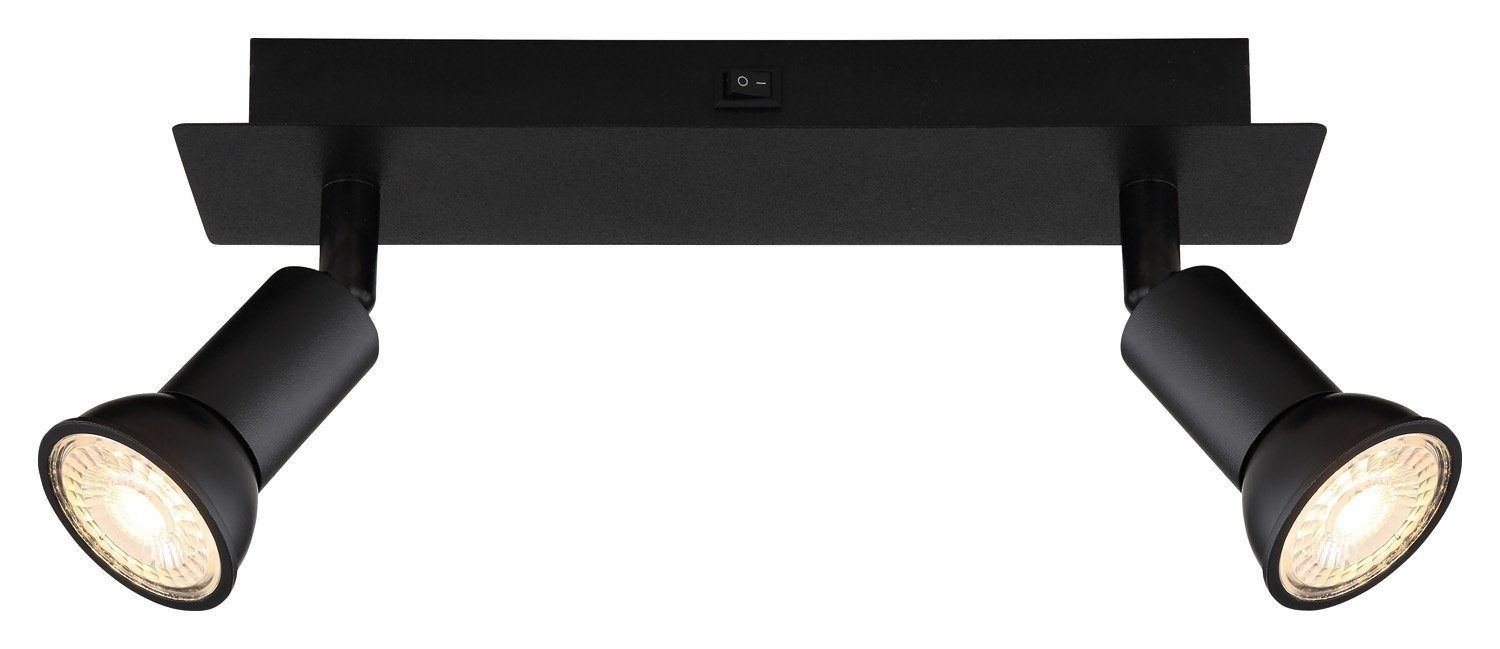 Globo Deckenstrahler DREW, Breite 25 cm, Metall, 2-flammig, Leuchtmittel, Schwarz, ohne Deckenlampe