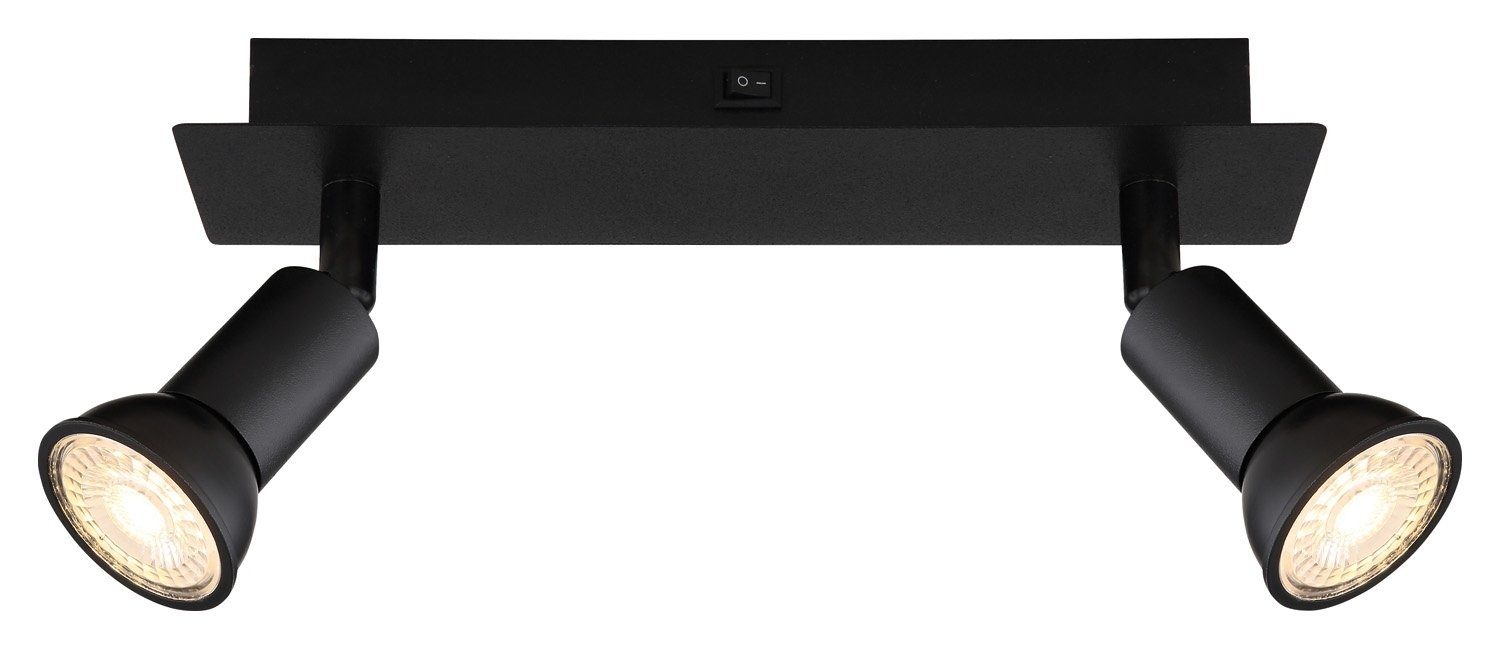 GLOBO LIGHTING Deckenstrahler DREW, Breite 25 cm, Schwarz, 2-flammig, Metall, ohne Leuchtmittel, Deckenlampe