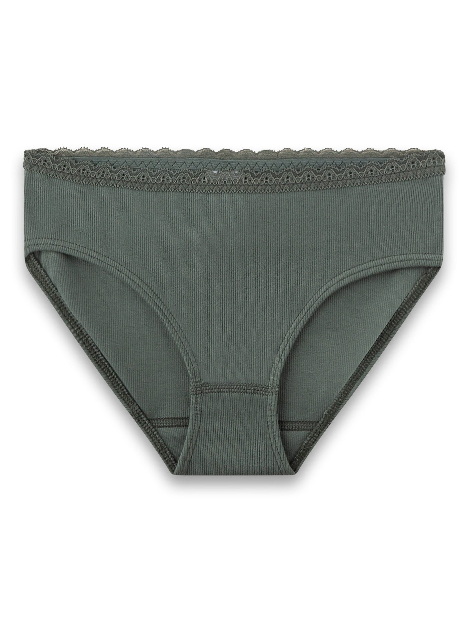 Sanetta Rioslip Mädchen Slip aus Baumwolle, Rippstruktur, Dunkelgrün, Gr. 140–176