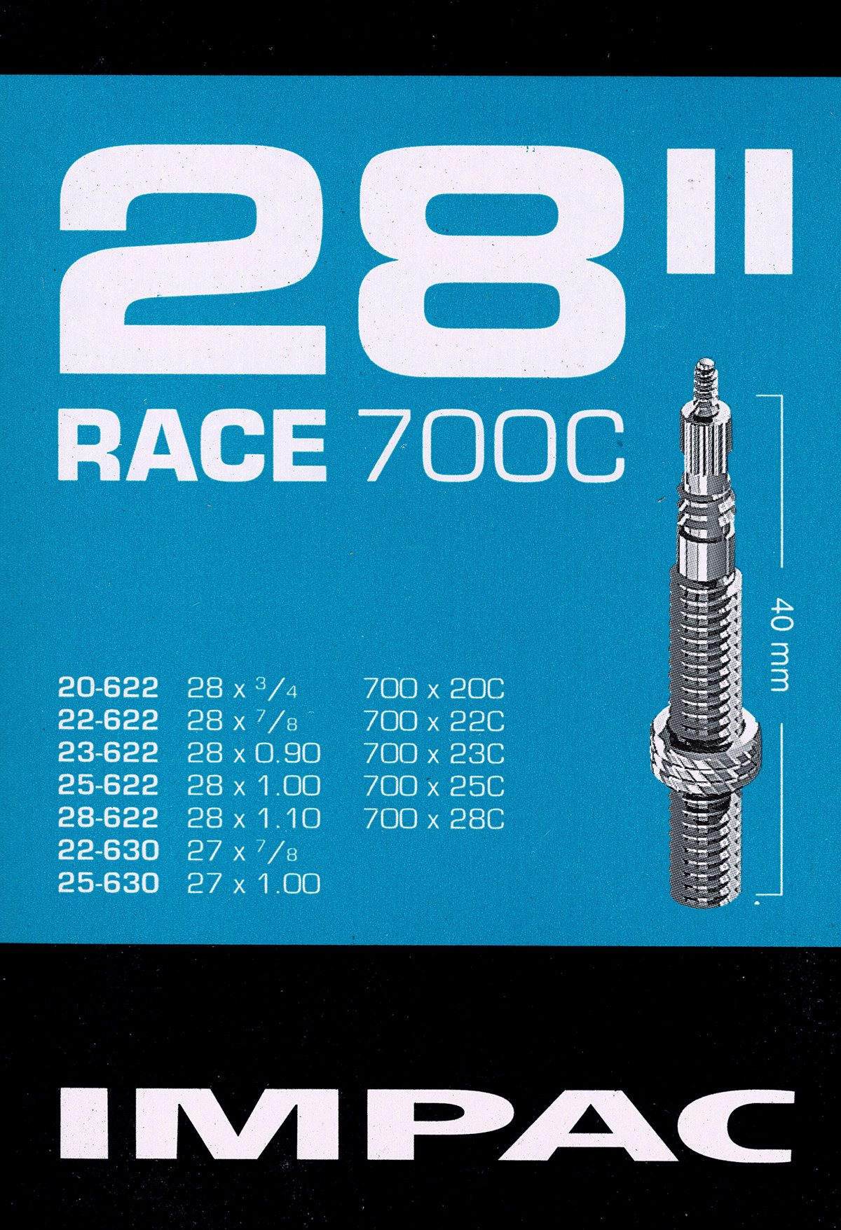 Impac Fahrradschlauch Impac 28 Zoll SV Rennrad Schlauch Sclaverand Ventil 20-28/622, 1,00, 0,90, 1,10, 7/8, 1 1/16