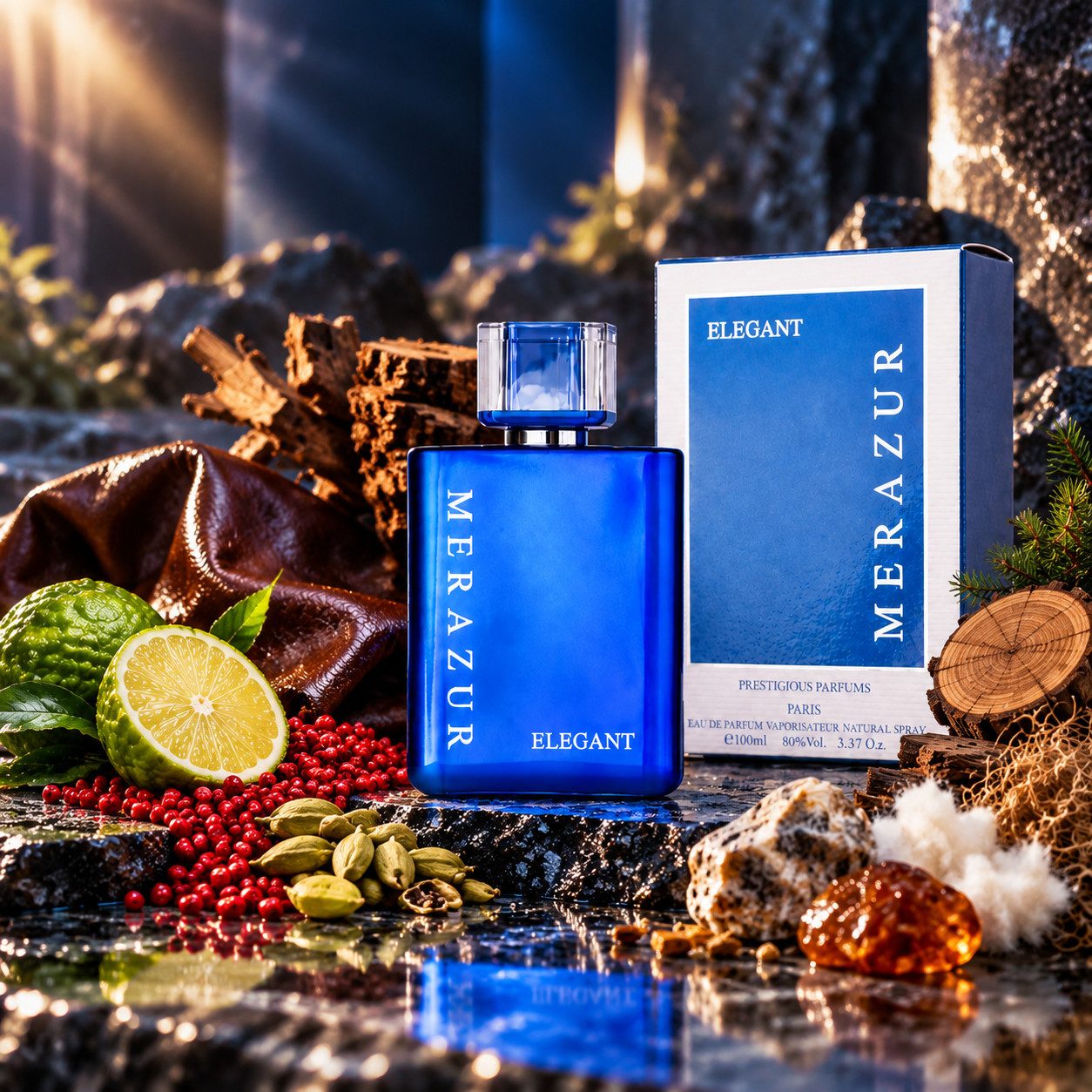 Jack Hope Paris Eau de Parfum Merazur Elegant Herrenduft Holzig Würzig Maskulin 100 ML, Hergestellt in Paris, Langanhaltend, Edle Verpackung