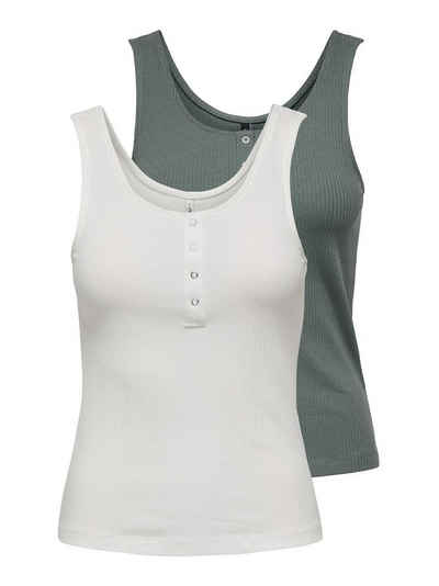 ONLY Ripptanktop ONLSIMPLE LIFE S/L BUTTON TOP JRS CS 2PK (Packung, 2-tlg)