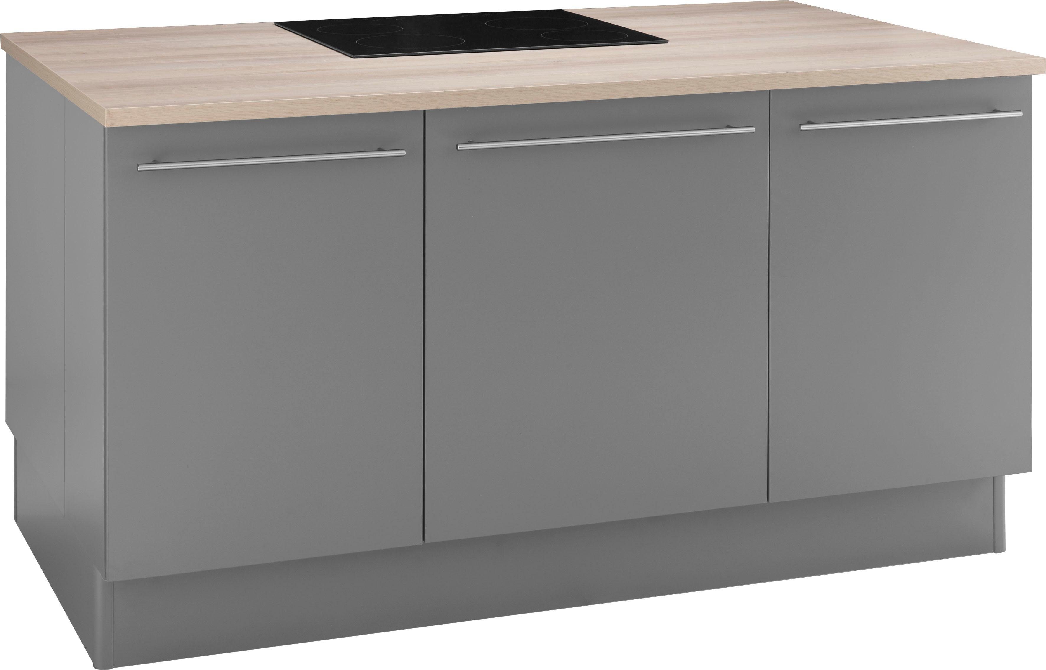 OPTIFIT Kücheninsel Bern, Stellbreite 160x95 cm mit höhenverstellbaren Füßen, mit Metallgriffen