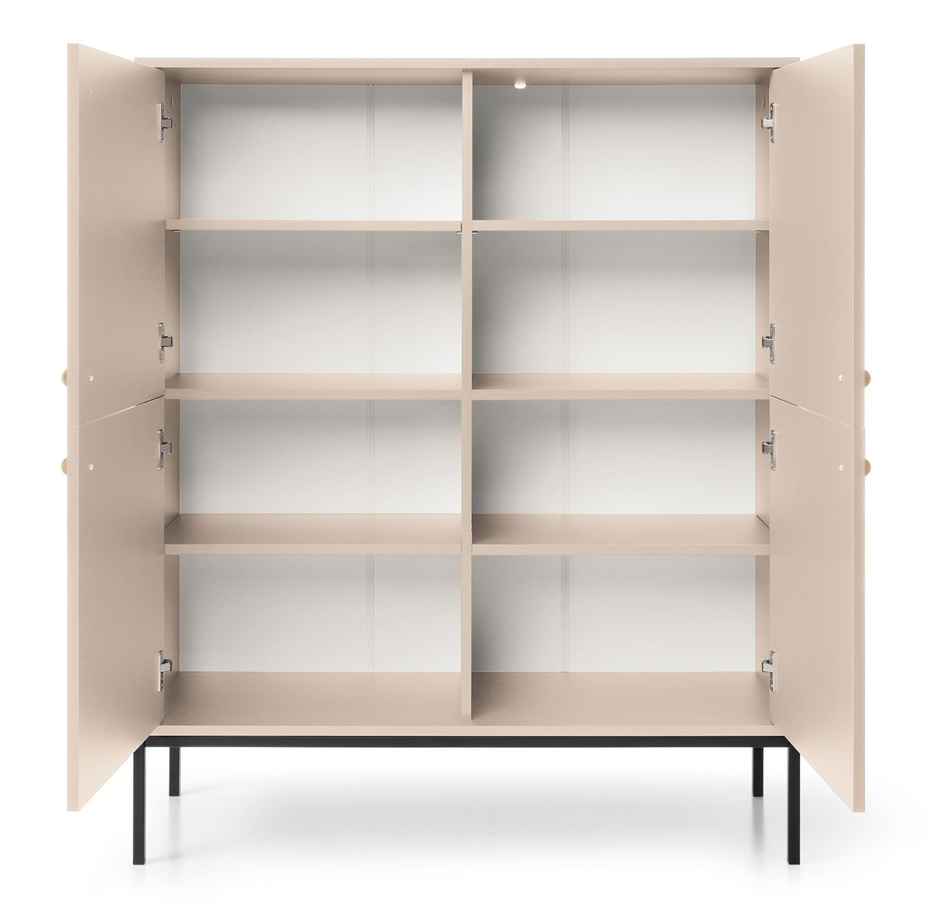 Feldmann-Wohnen Highboard Mono (4-türig, 4 Einlegeböden, 1 St., moderne Optik, Möbelknäufe, Metallfüße), 104x39x126cm Beige Matt 4-türig
