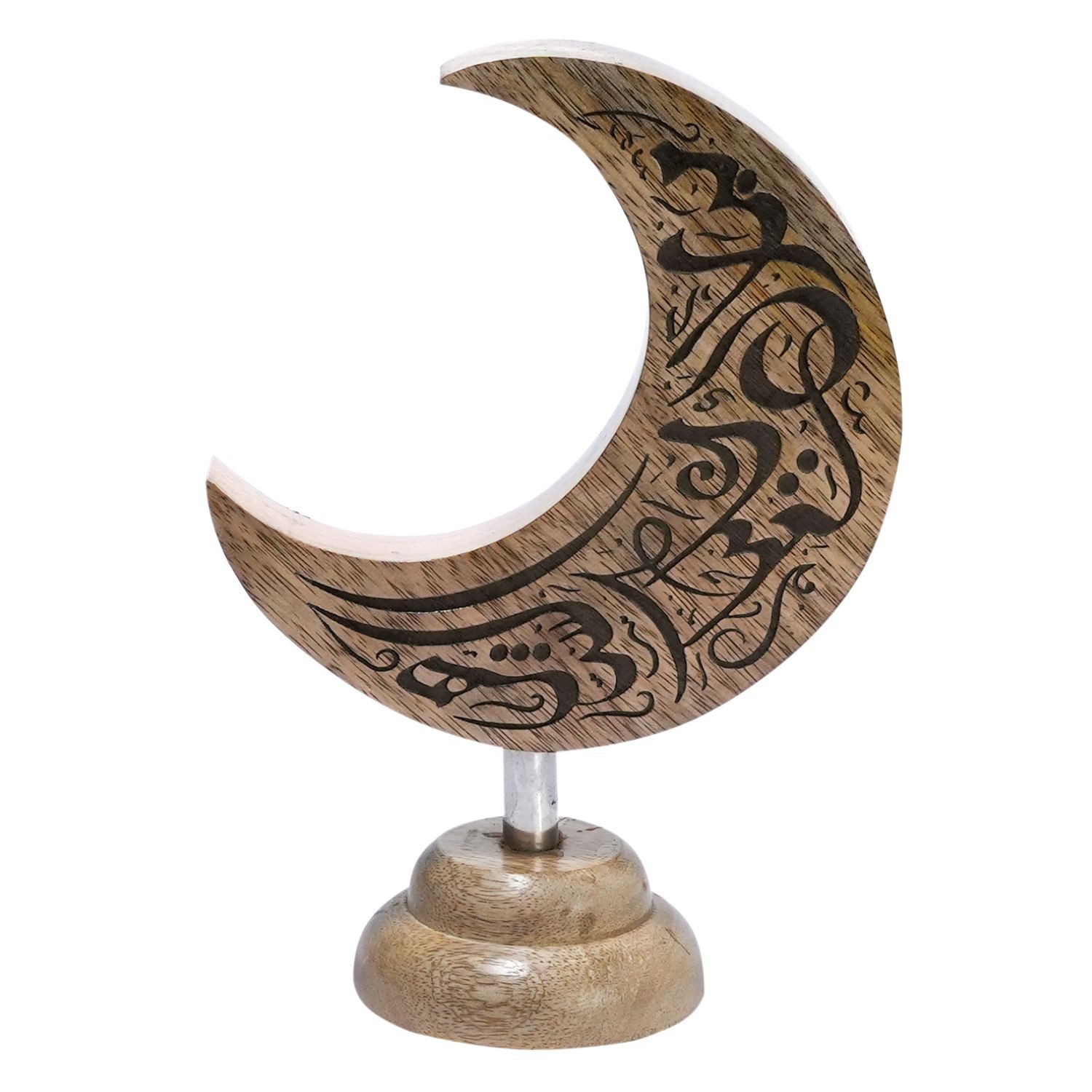 Marrakesch Orient & Mediterran Interior Dekofigur Dekoaufsteller Ramala, Halbmond aus Mangoholz mit Ornamenten 22 cm (1 St), Handarbeit