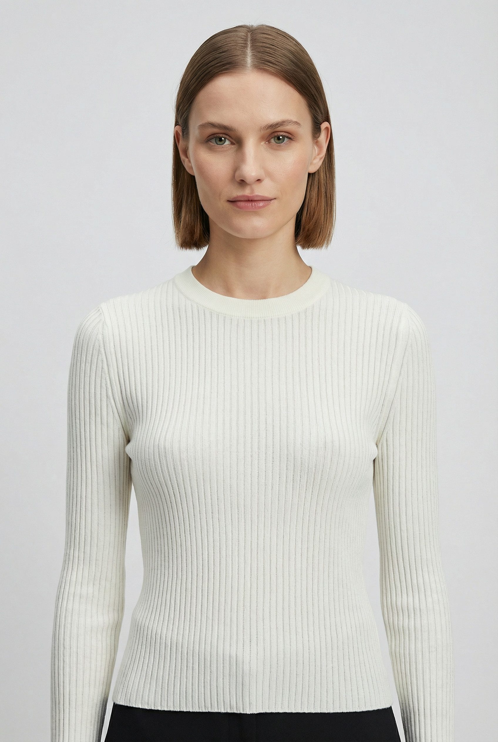 HUGO Blue Rundhalspullover Somya Rippstrick im Viskosemix