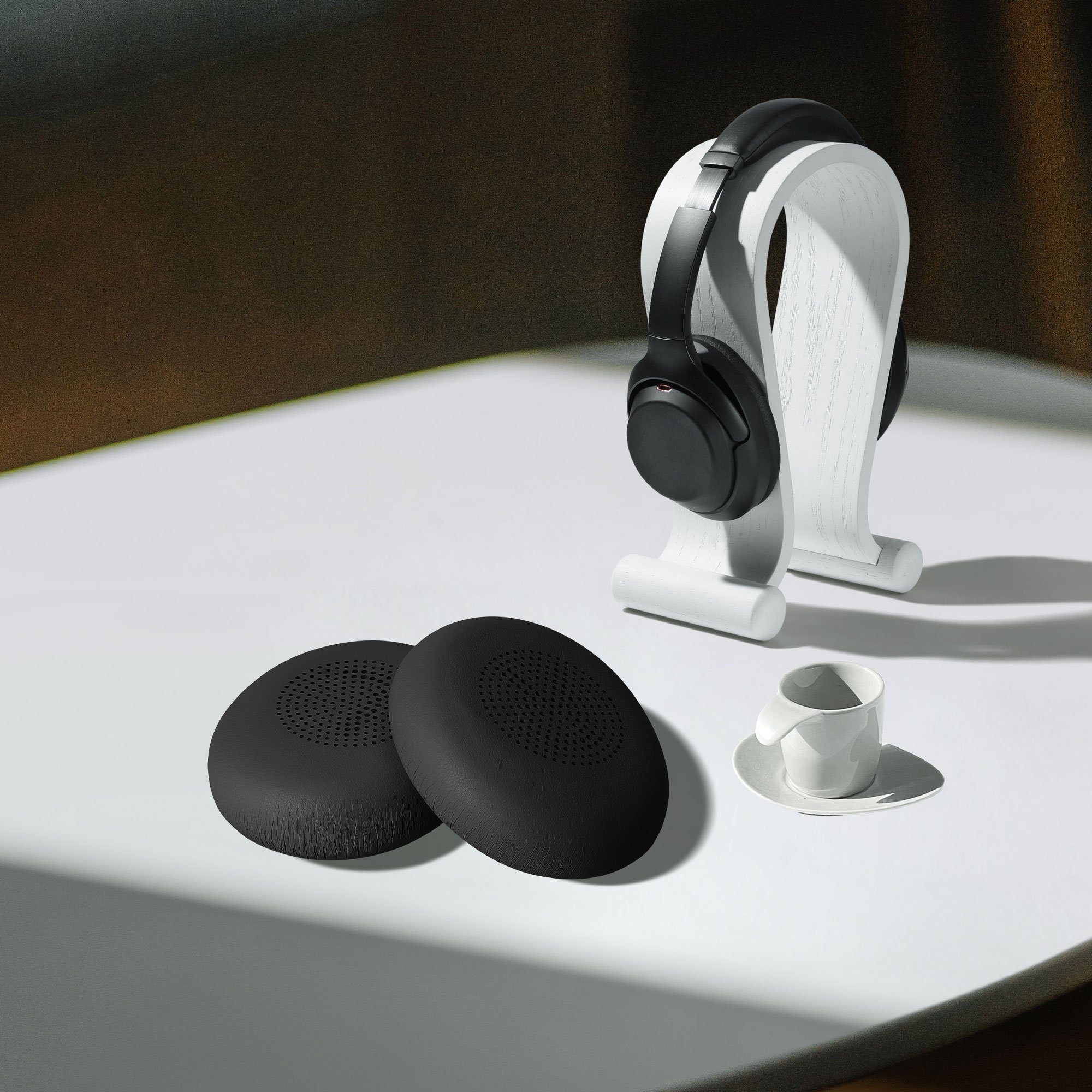 kwmobile 2x Ohr Polster für Jabra Evolve 2 65 / Evolve 65 SE Ohrpolster (Ohrpolster Kopfhörer - Kunstleder Polster für Over Ear Headphones) – Bild 5 von 5