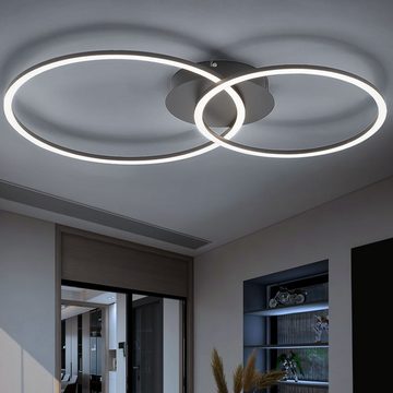 etc-shop LED Deckenleuchte, LED-Leuchtmittel fest verbaut, Warmweiß, LED Deckenleuchte Kreis Form Design Metall Deckenlampe dimmbar
