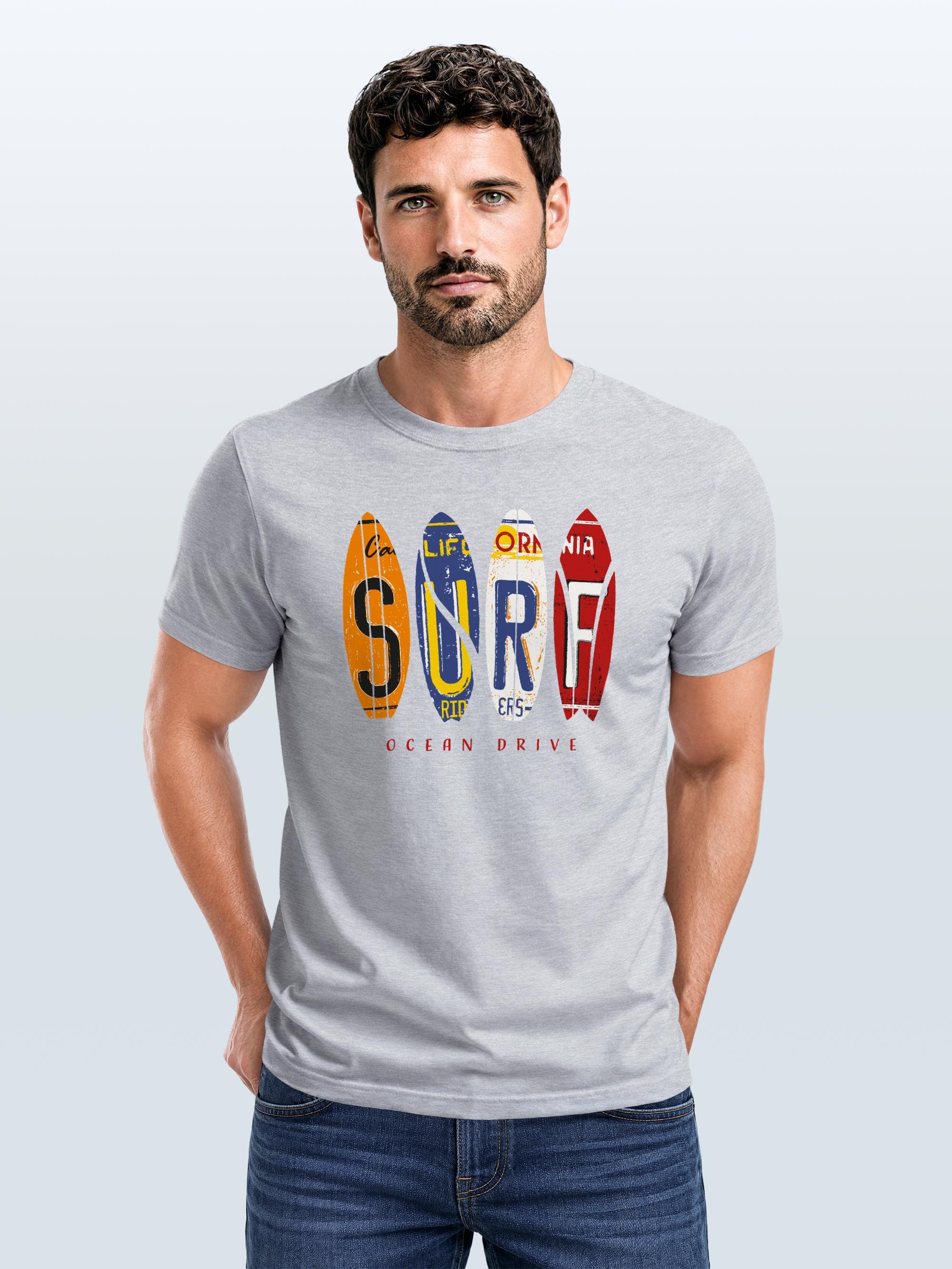 Neverless Print-Shirt Herren T-Shirt Print Surfboards California Surfing Ocean Drive Sommer mit Print