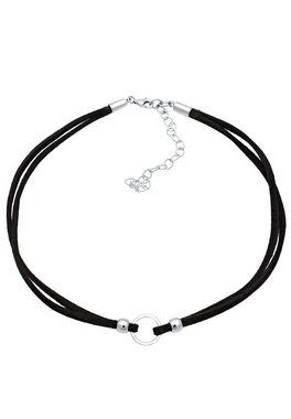 Elli Collier Halsband schwarz Choker mit Kreis 925 Silber