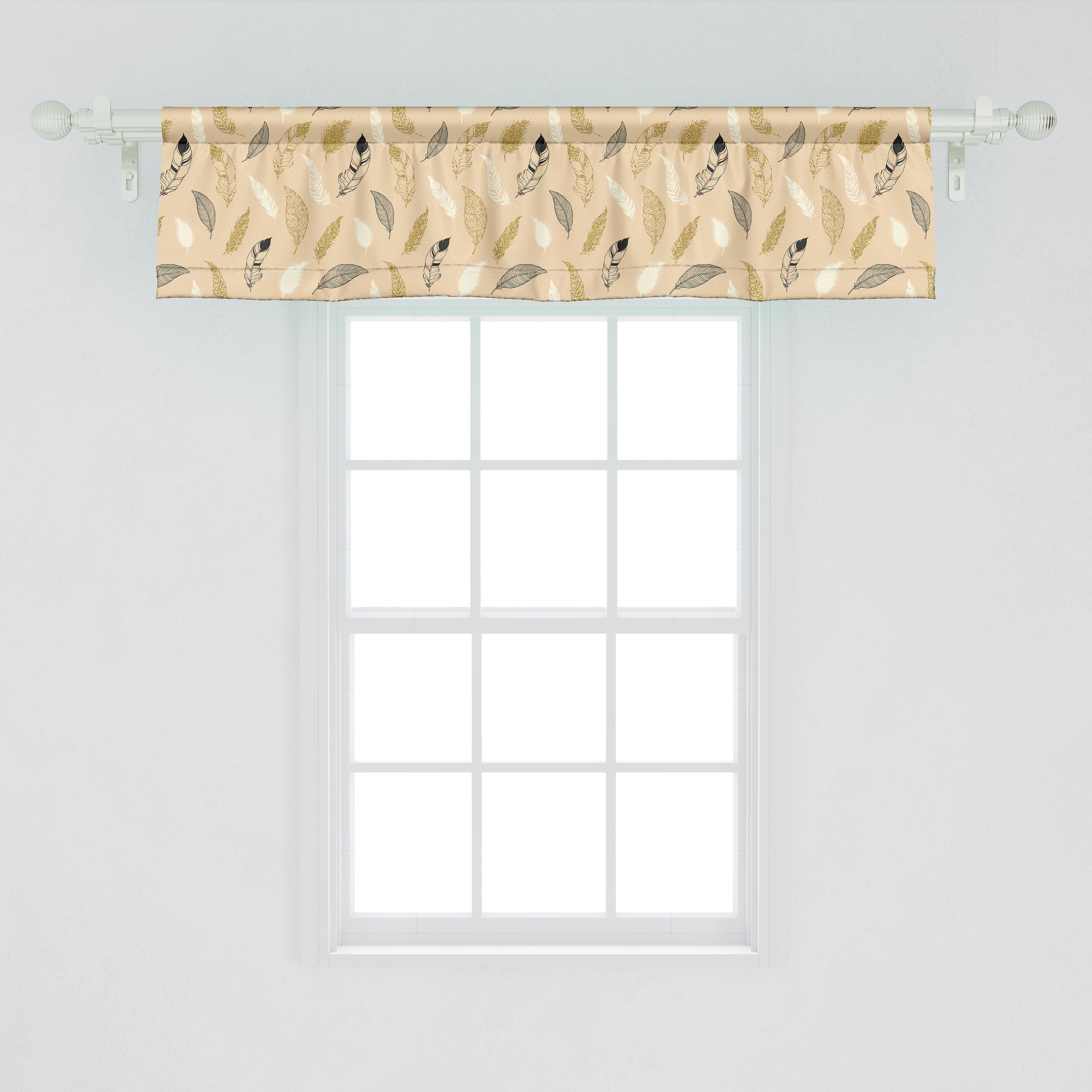 Scheibengardine Vorhang Abakuhaus, Stangentasche, für Fashion mit Microfaser, Pastelltöne Volant Feder Küche Schlafzimmer Style Dekor