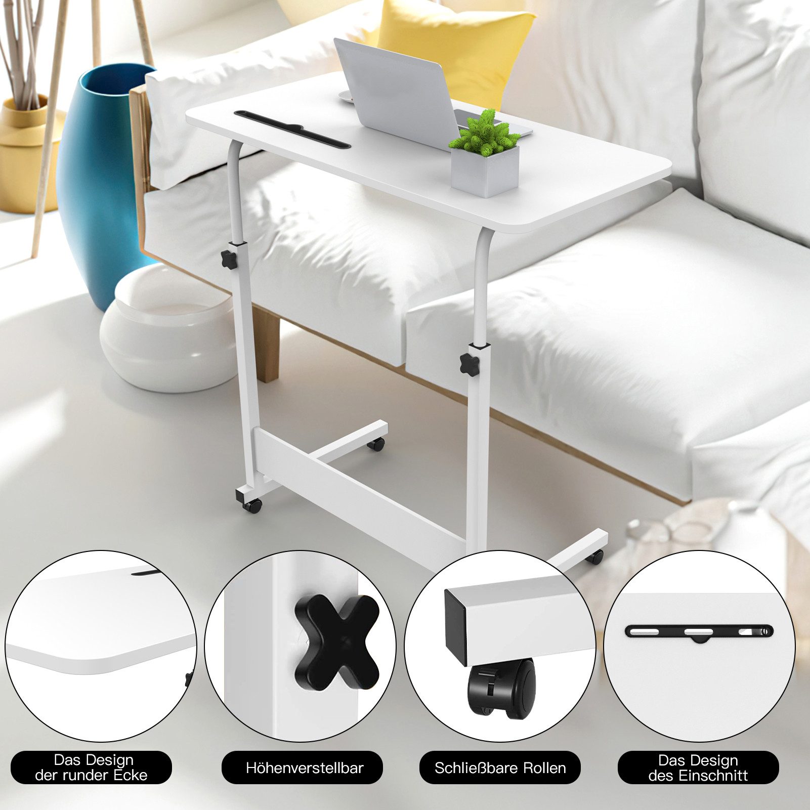 JEOBEST Schreibtisch Computertisch Mobiler Stehtisch 80x40cm günstig online kaufen