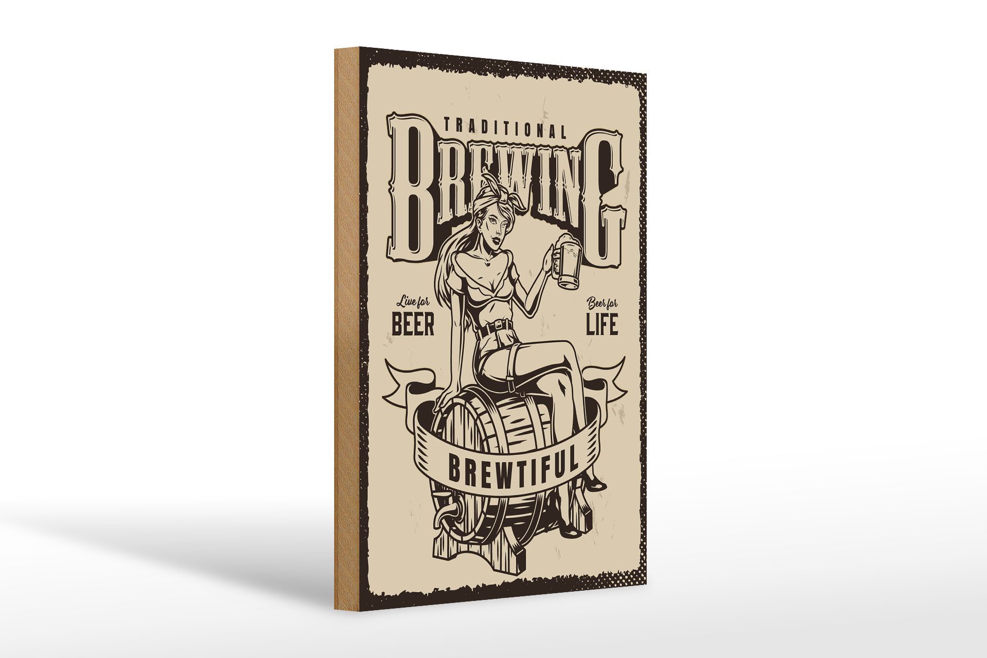 Holzbild Spruch Traditional Brewing live for Beer 20x30cm