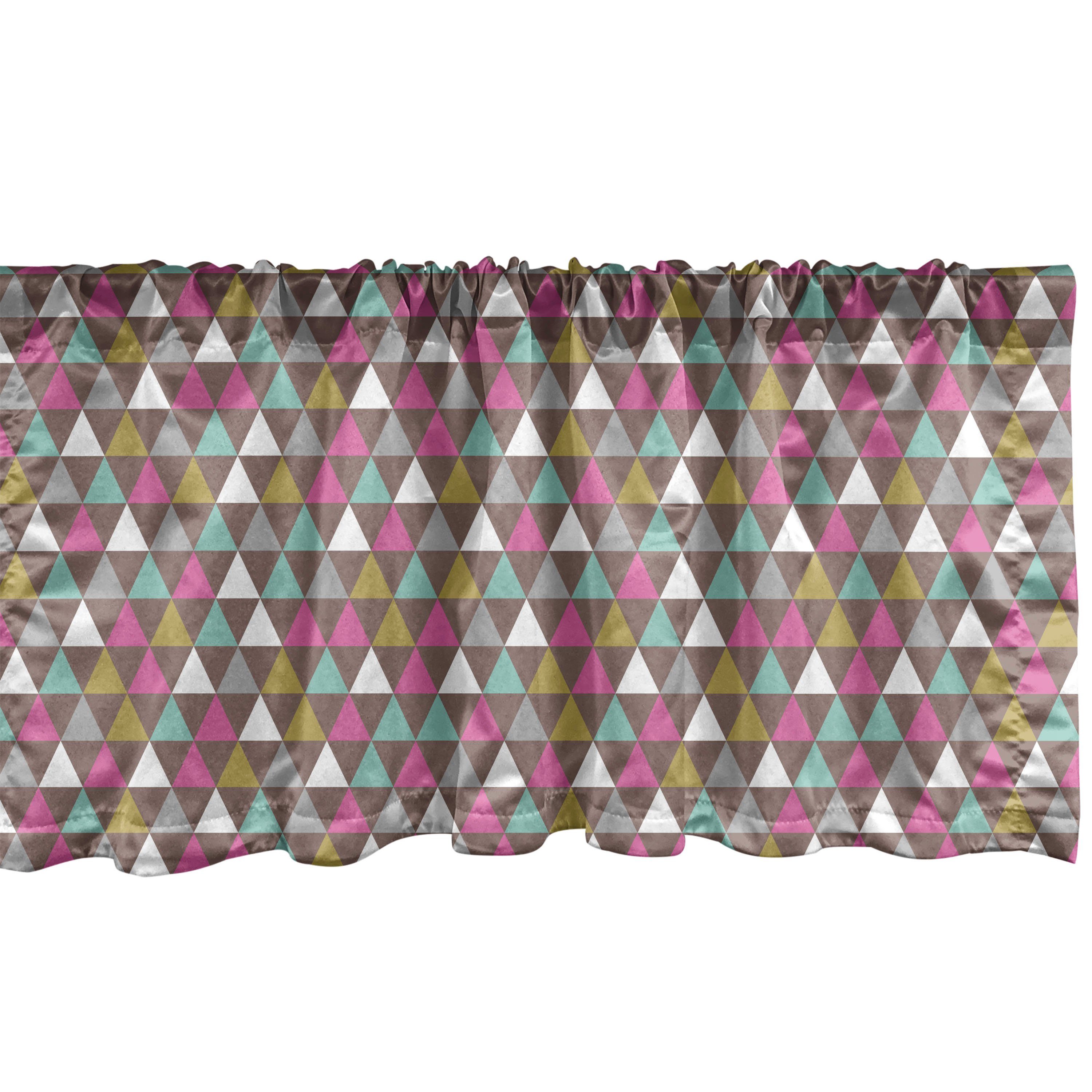 Scheibengardine Vorhang Volant für Küche Schlafzimmer Dekor mit Stangentasche, Abakuhaus, Microfaser, Abstrakt Bunt Vintage Triangles