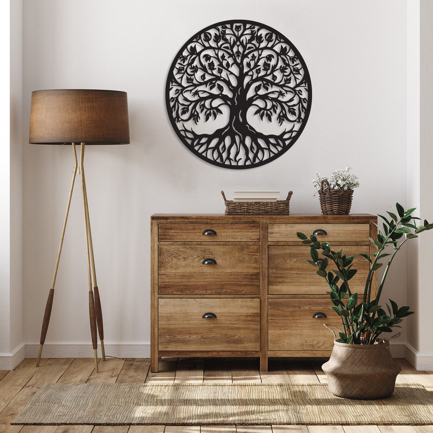 OTTO home Wandbild Baum mit Blättern durchsichtig mit Lochbohrung für leichte Anbringung, Baum, Baumbilder, Wald (1 St), Lebensbaum, Schwebeeffekt dank der Transparenz