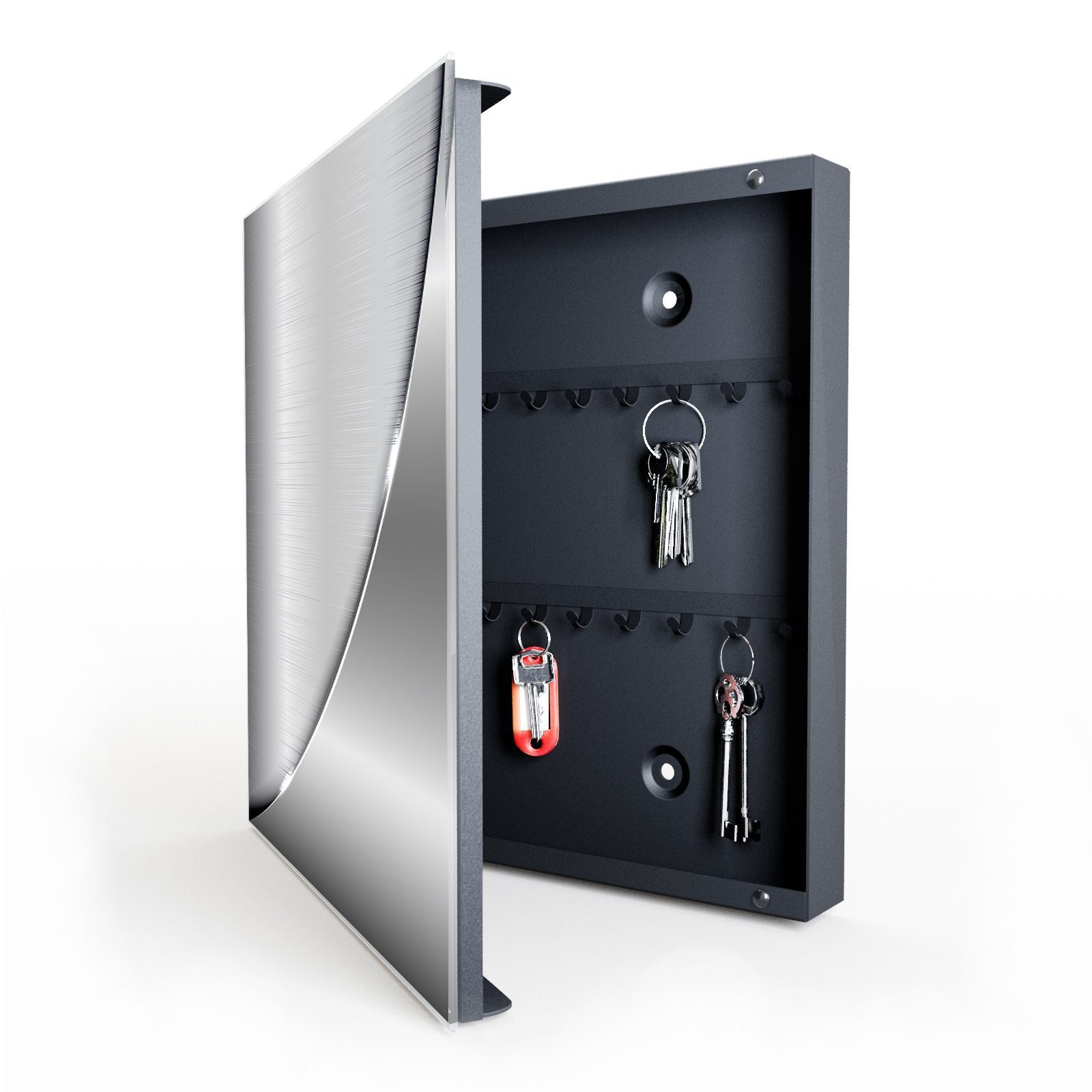 Primedeco Schlüsselkasten Magnetpinnwand mit Glasfront Metallische Form (1 günstig online kaufen